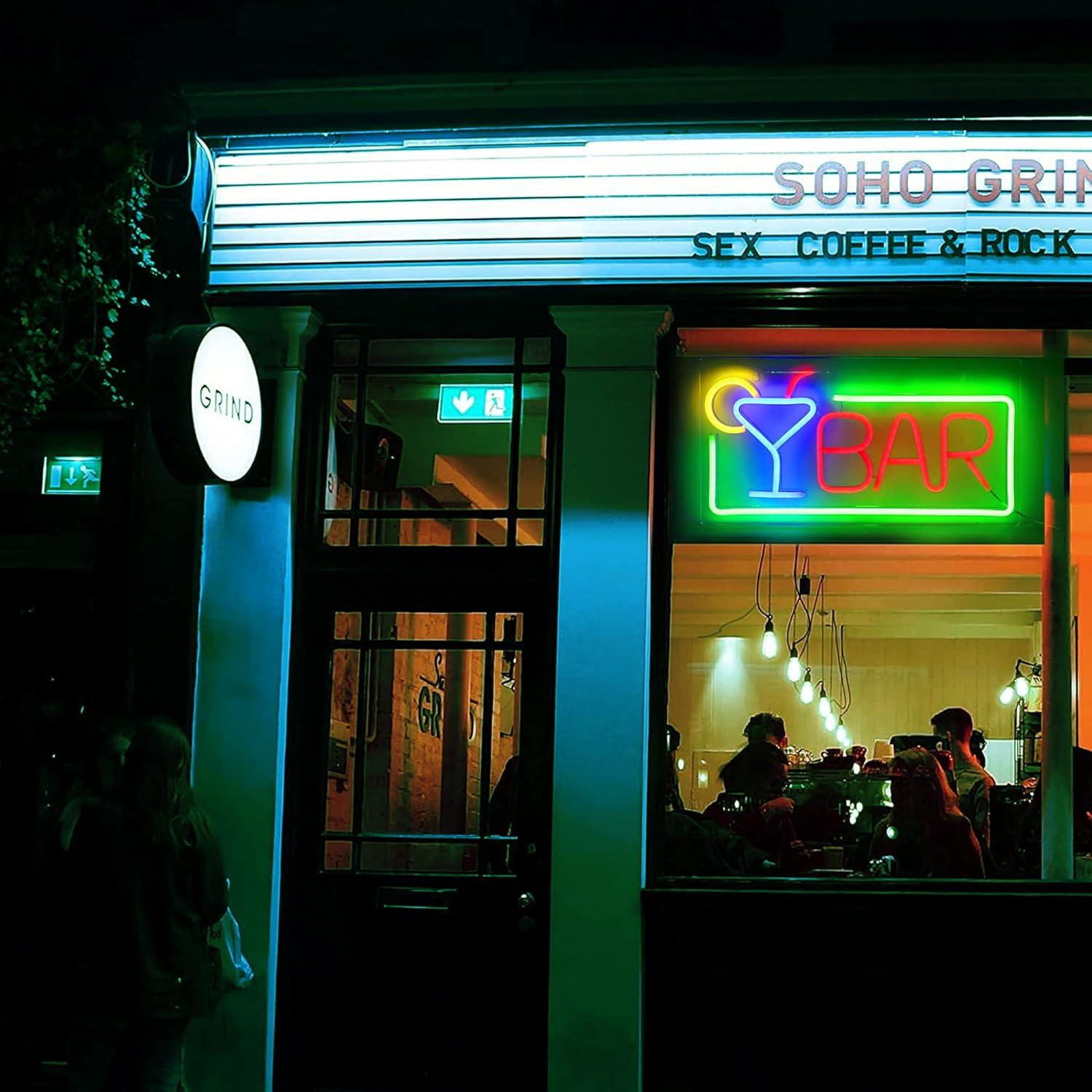 Bar Neon Signs, Dimmable Bar LED Neon Light Signs USB Powered for Home Bars, Bistro, Pub, Cocktail Beer Man Cave, Birthday, Father's Day Gifts