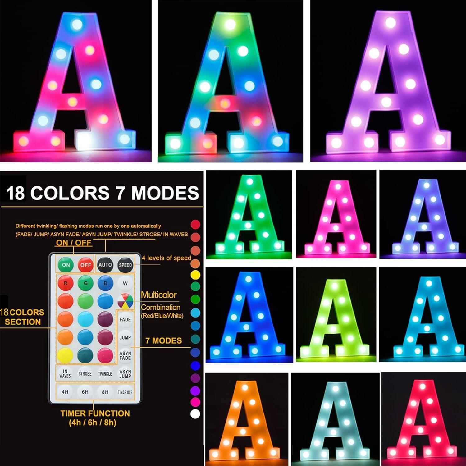 Luz de Letras LED Coloridas Oycbuzo con Control Remoto