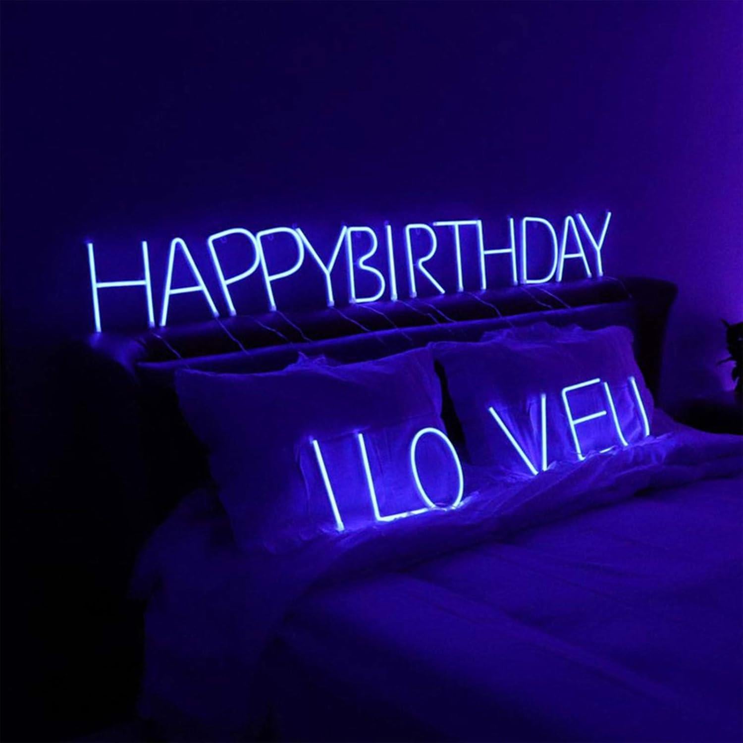 Blue Neon Letters Light LED Letter Signs USB/Battery Powered Lights LED Alphabet Sign Marquee Letter Decor Night Lights for Birthday Anniversary Bar Christmas Gifts Wedding Party Decoration (A)