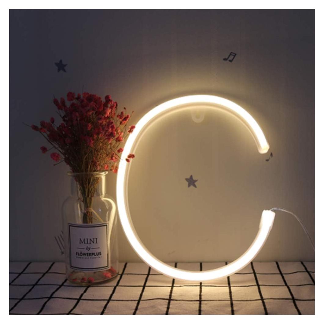 Luz Nocturna LED Neón ENUOLI Letra C Decoración Interior