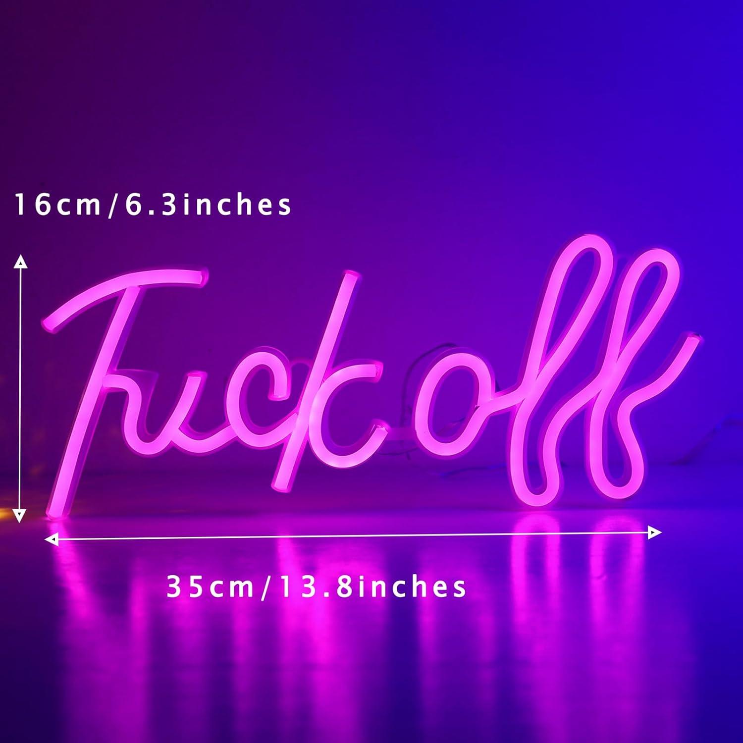 Fuck Off Neon Signs for Wall Decor, Pink Letter Neon Wall Sign Bar Signs USB/Battery Operated Alphabet LED Light Art Room Decor Words Signs for Party Light Man Cave Home Bedroom Bar Club Signs