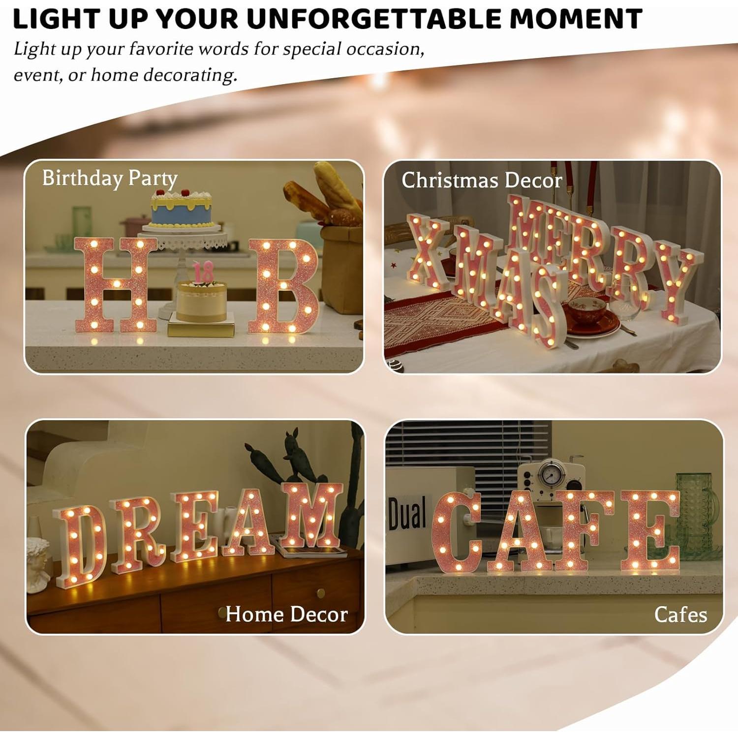 Luz LED Letra M Rosa TRONSBOO para Decoración de Fiestas