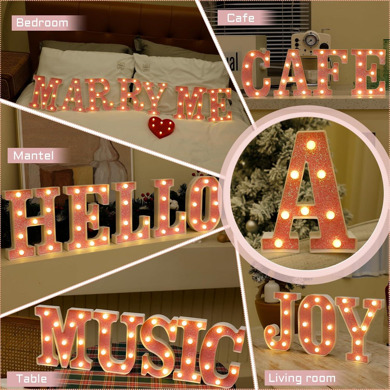 Luz LED Letra M Rosa TRONSBOO para Decoración de Fiestas