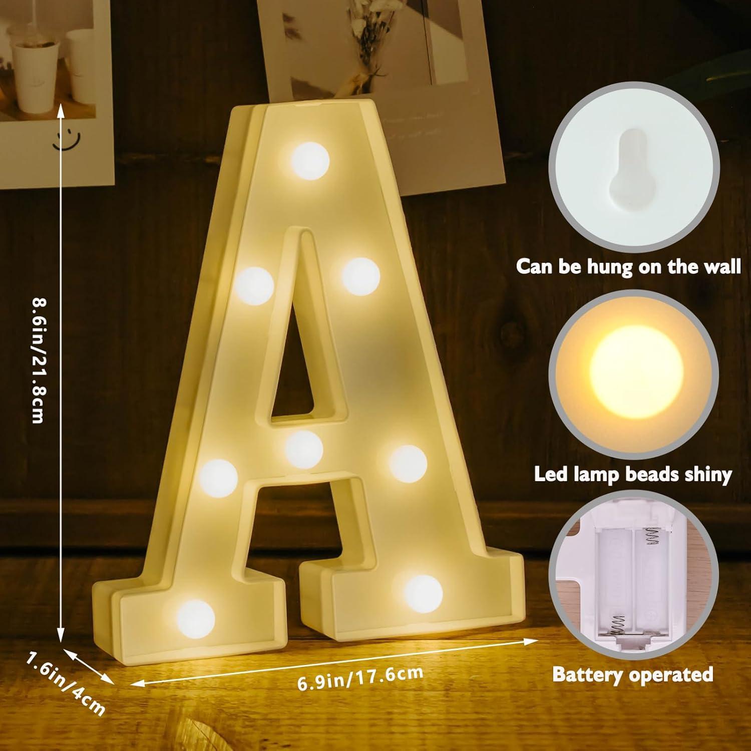 Letras Iluminadas LED IFDGCTK - Decoración Portátil Luz Cálida