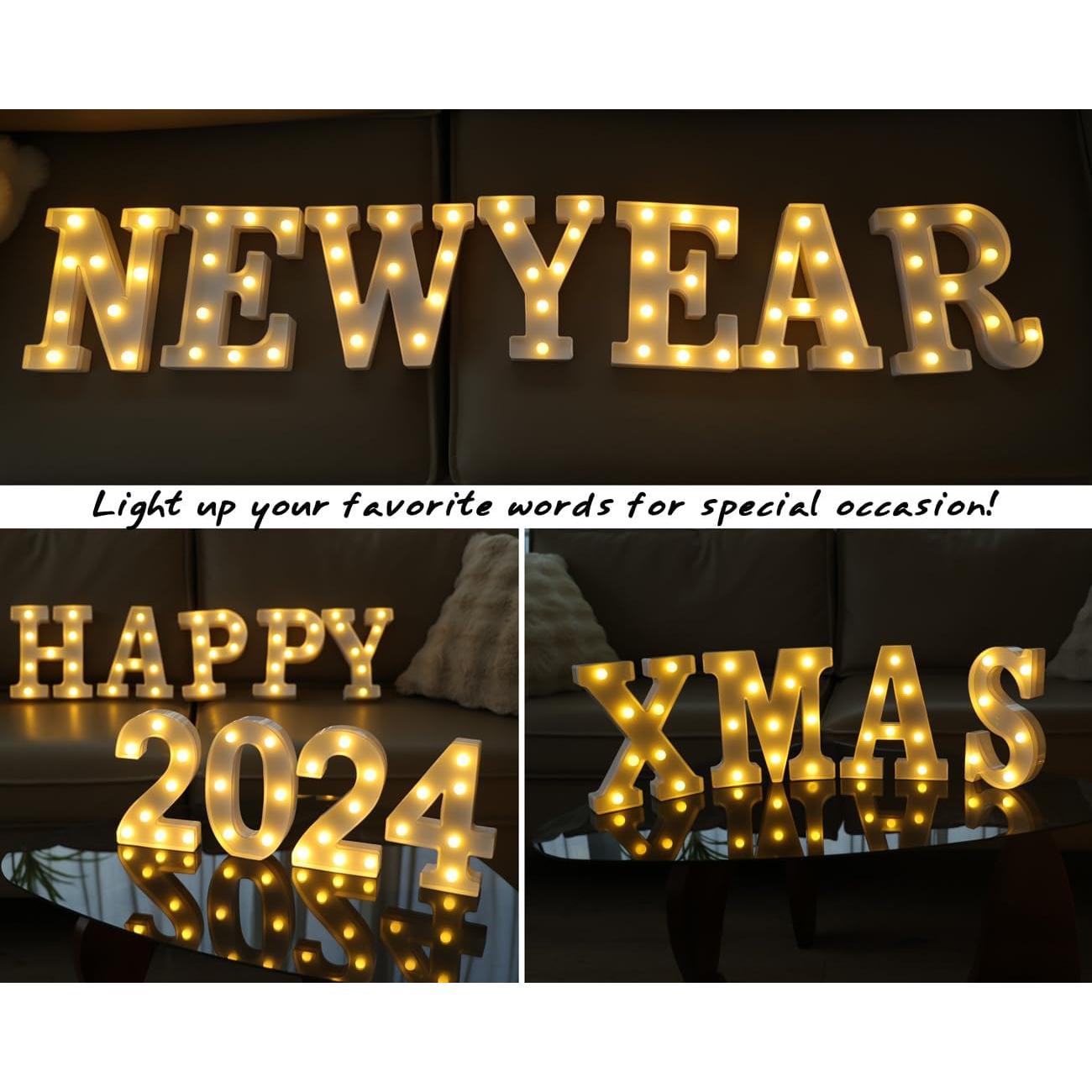 Letras Iluminadas LED IFDGCTK - Decoración Portátil Luz Cálida