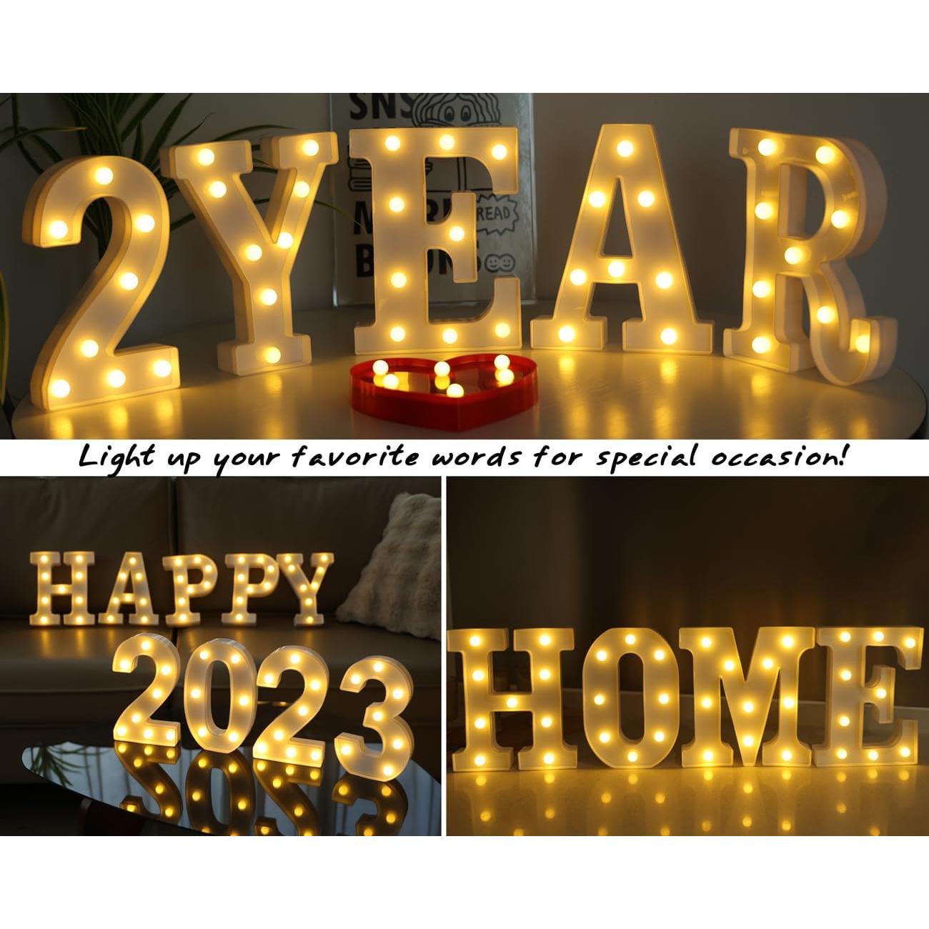 Letras Iluminadas LED IFDGCTK - Decoración Portátil Luz Cálida