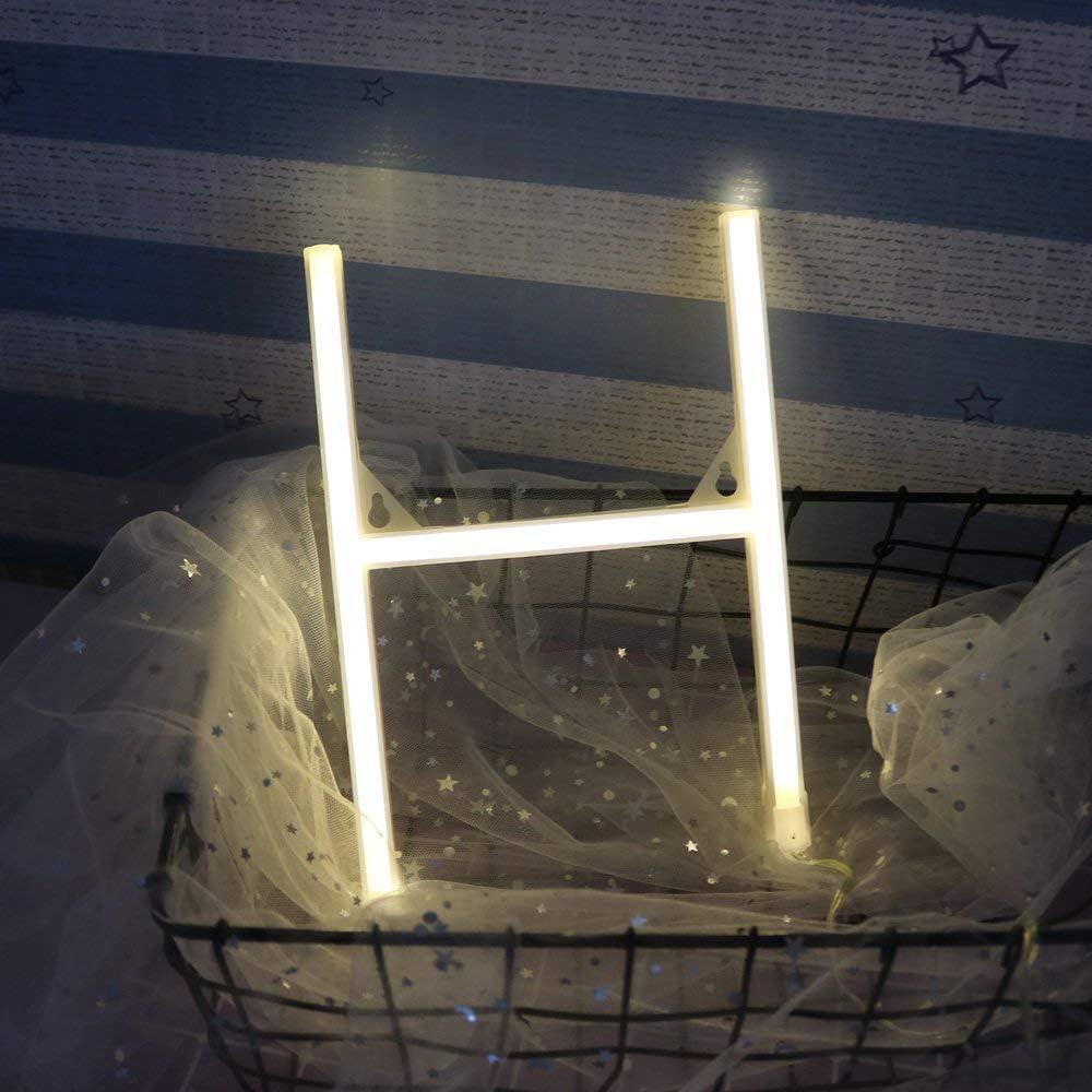 Luz de Neón LED Letras H Blanca Cálida Decoración Pared
