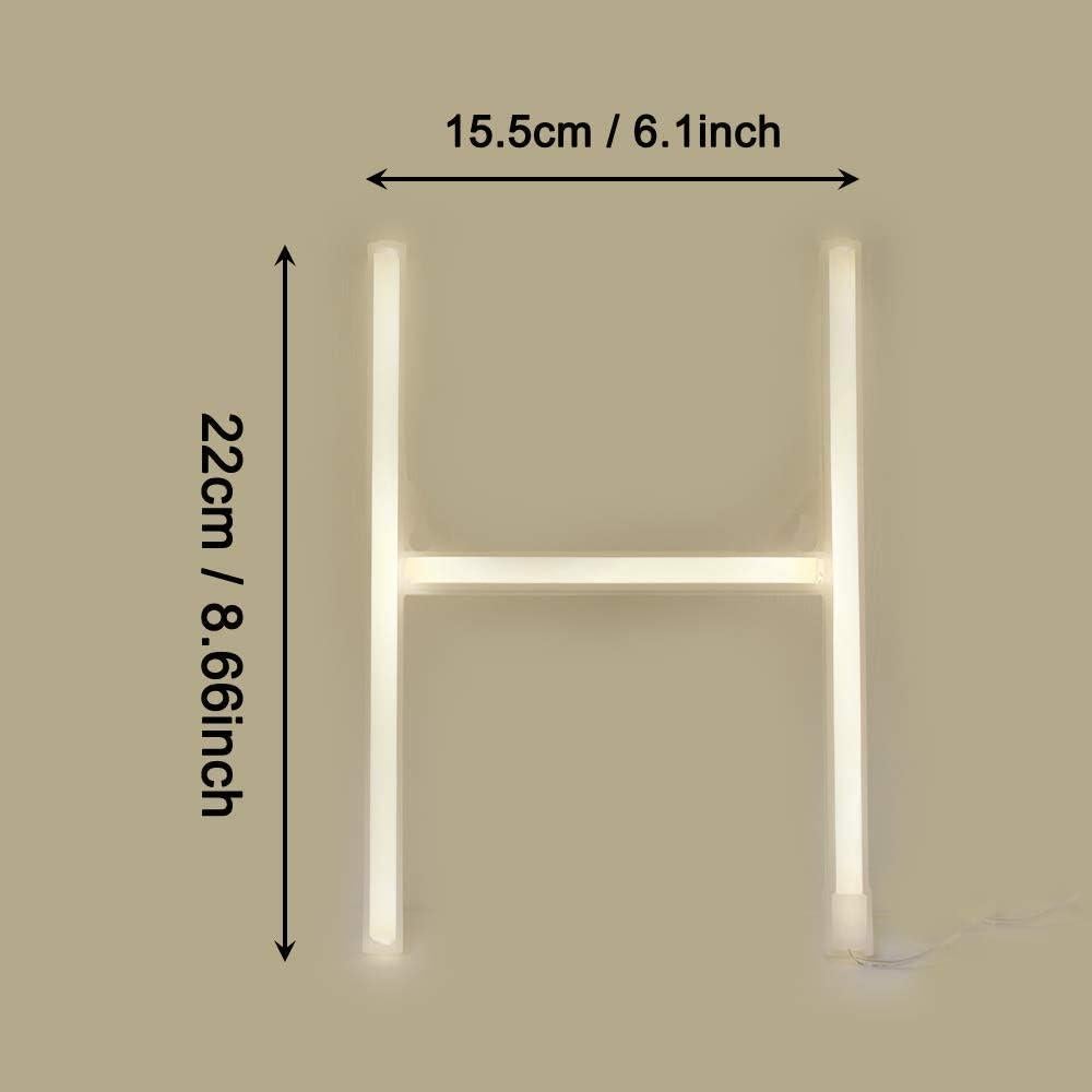 Luz de Neón LED Letras H Blanca Cálida Decoración Pared