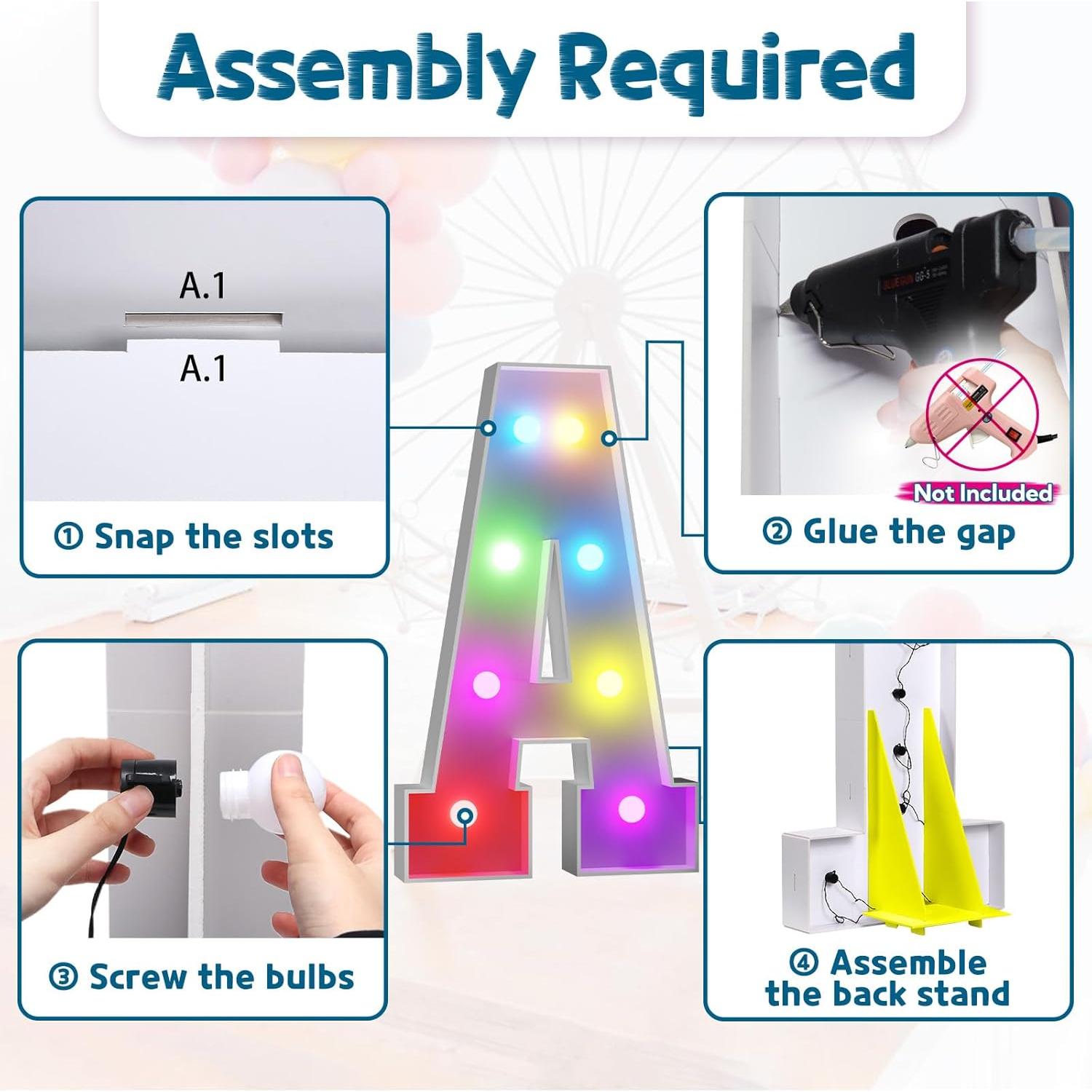 Letras de Neón Coloridas imprsv A 3 Pies (0.91 m) con Control Remoto