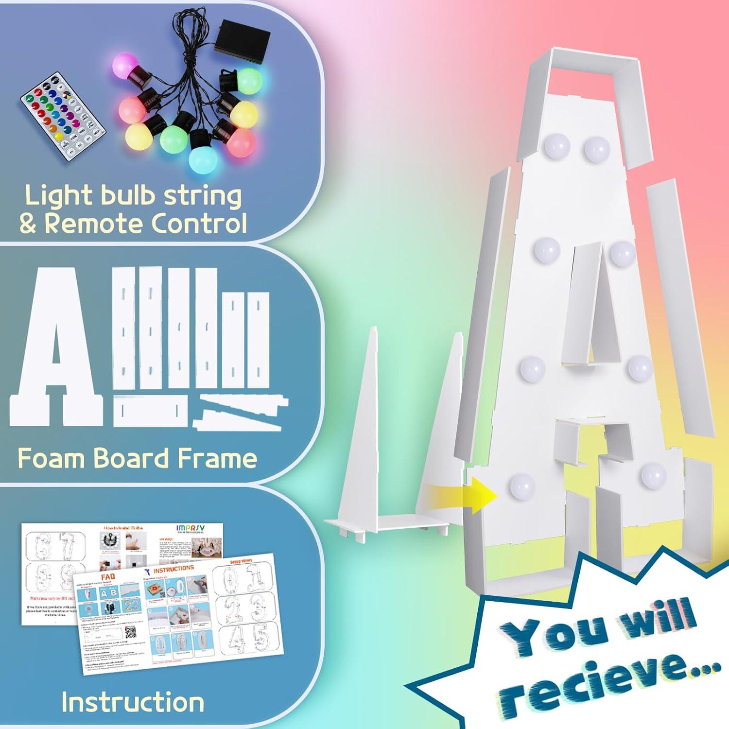 Letras de Neón Coloridas imprsv A 3 Pies (0.91 m) con Control Remoto