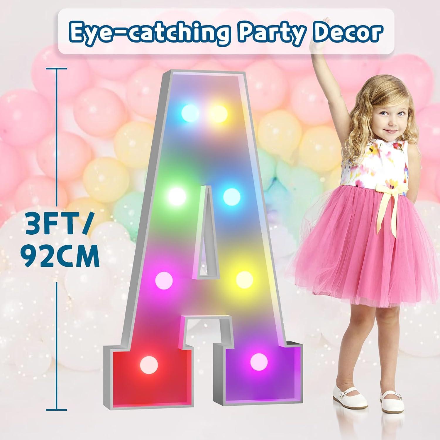 Letras de Neón Coloridas imprsv A 3 Pies (0.91 m) con Control Remoto