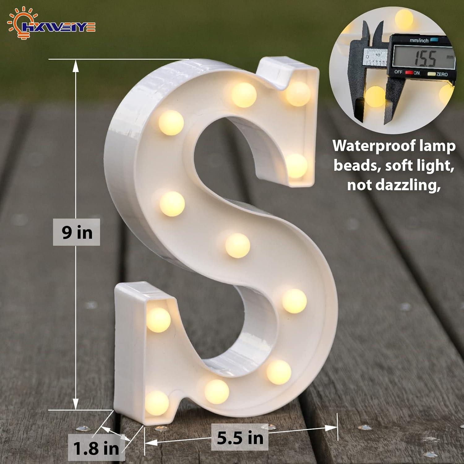 Letras LED Iluminadas HXWEIYE 26 Letras + 10 Números Decorativas