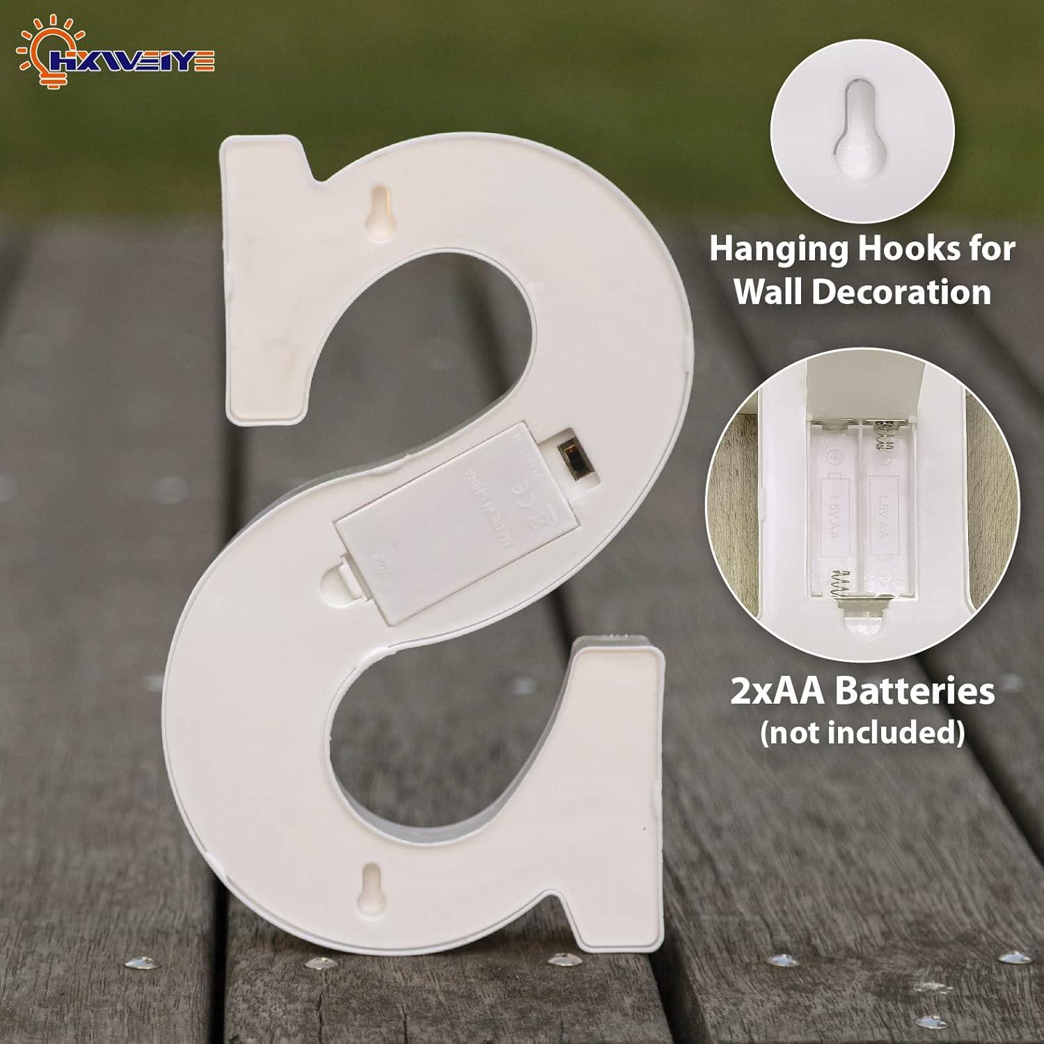 Letras LED Iluminadas HXWEIYE 26 Letras + 10 Números Decorativas