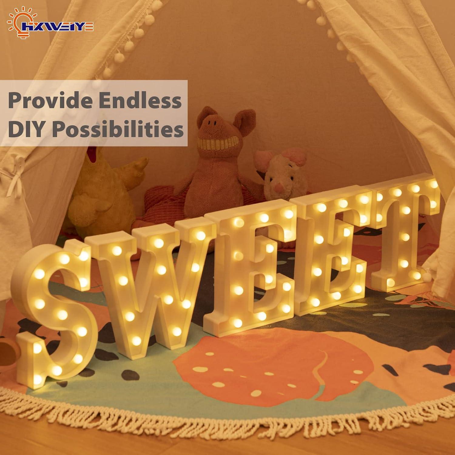 Letras LED Iluminadas HXWEIYE 26 Letras + 10 Números Decorativas