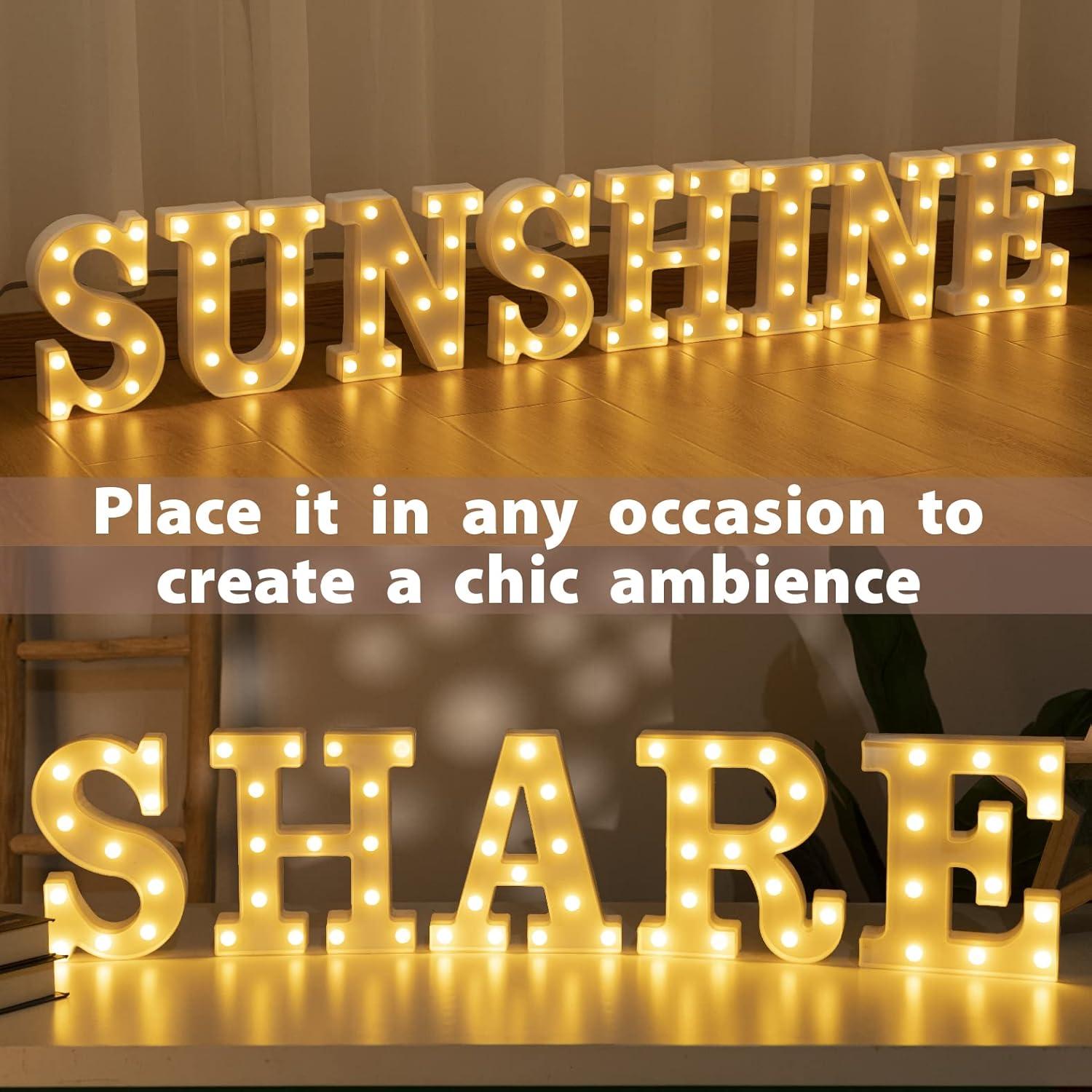 Letras LED Iluminadas HXWEIYE 26 Letras + 10 Números Decorativas