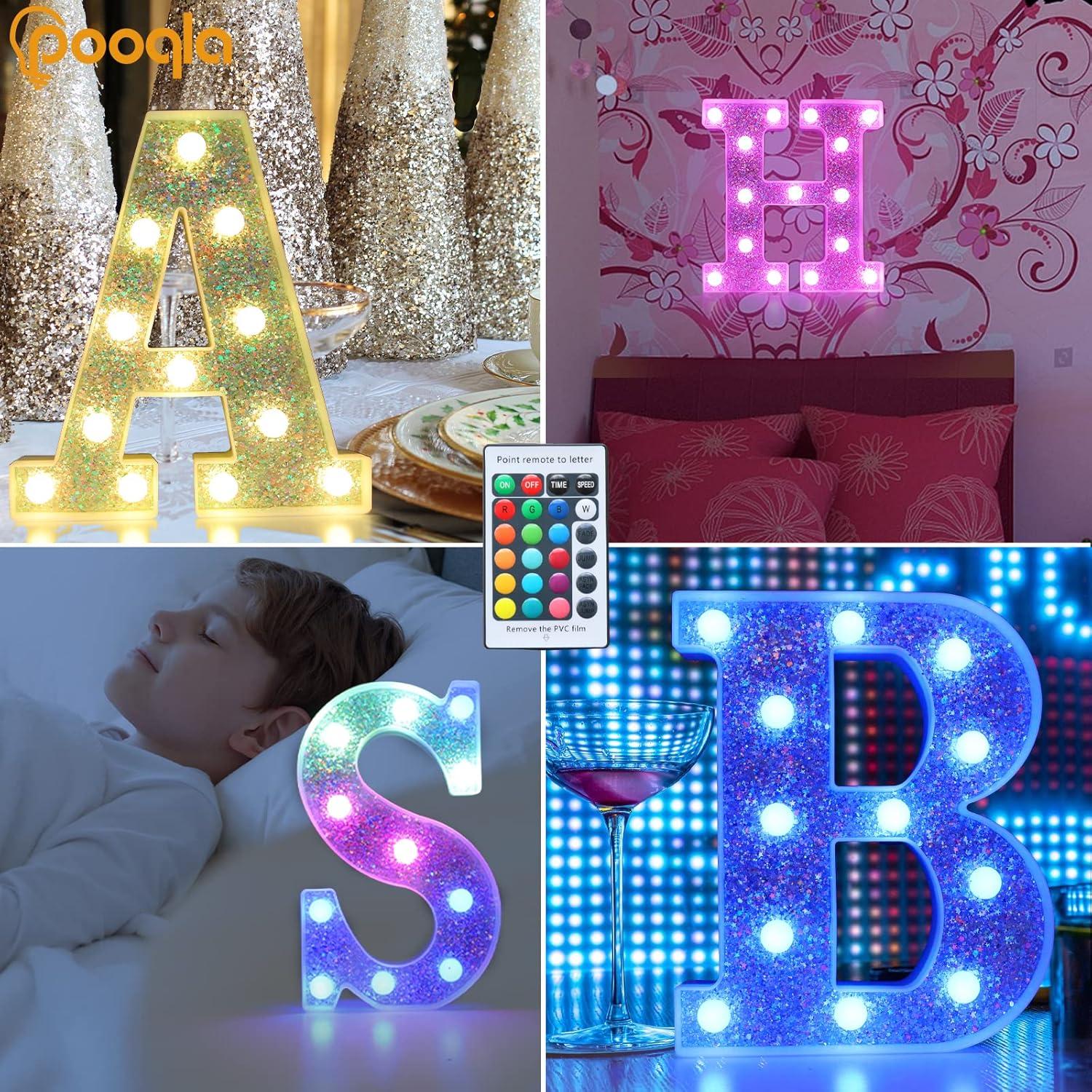 Letras Iluminadas LED Pooqla Letra E Multicolor con Control Remoto