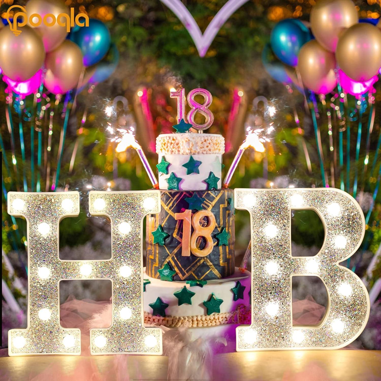 Pooqla LED Marquee Light Up Silver Letter L - Glitter Alphabet Sign, Battery Powered for Night Light, Birthday Party, Wedding, Girls Gifts, Home Bar, Christmas Decoration