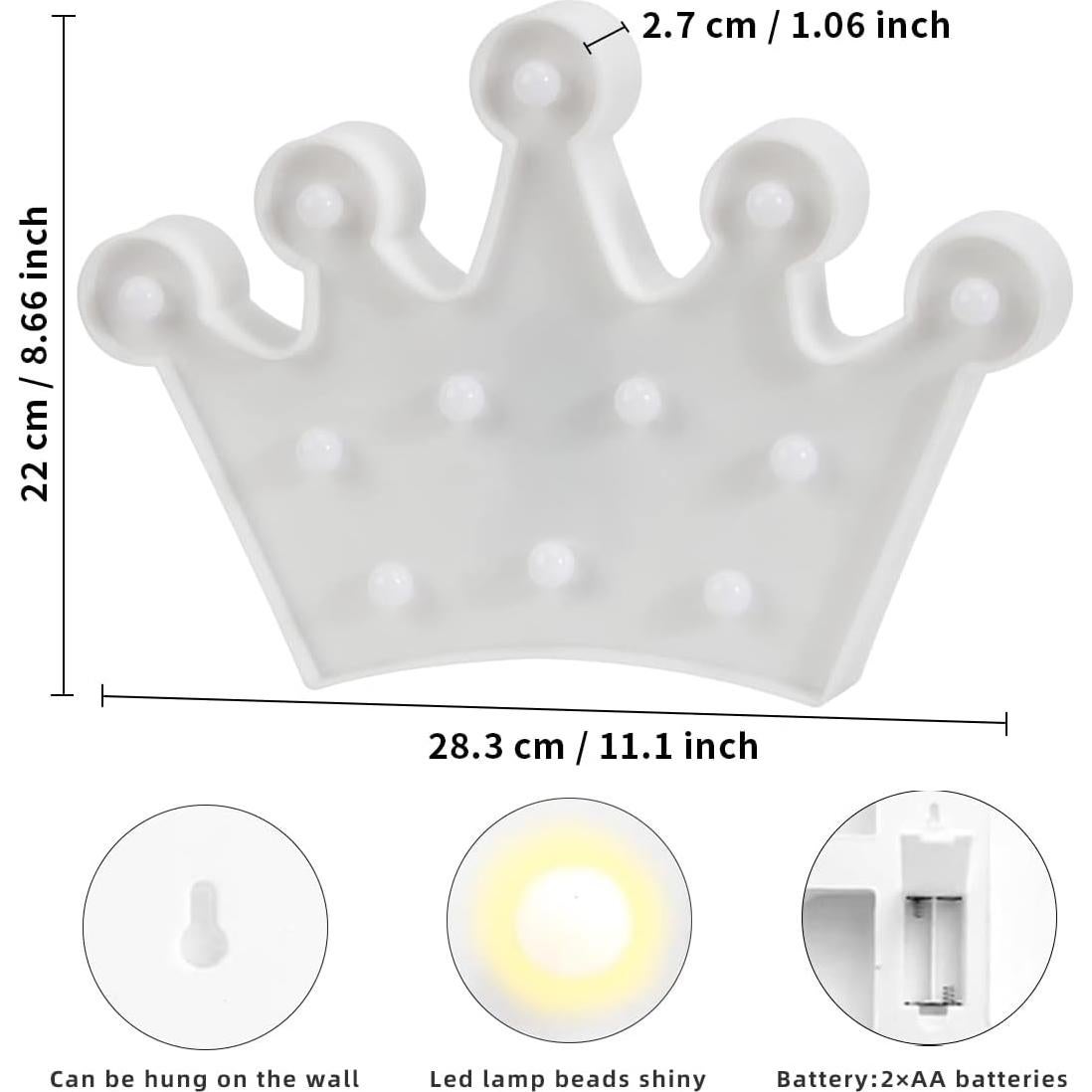 Luces de Letras LED Laerjin para Decoración - Corona Blanca