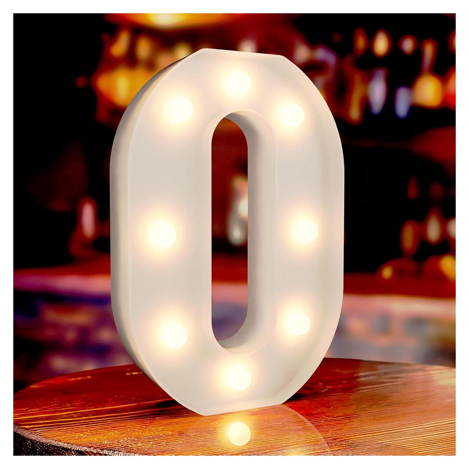 Luz LED Letra O Iluminada Decorativa para Fiestas