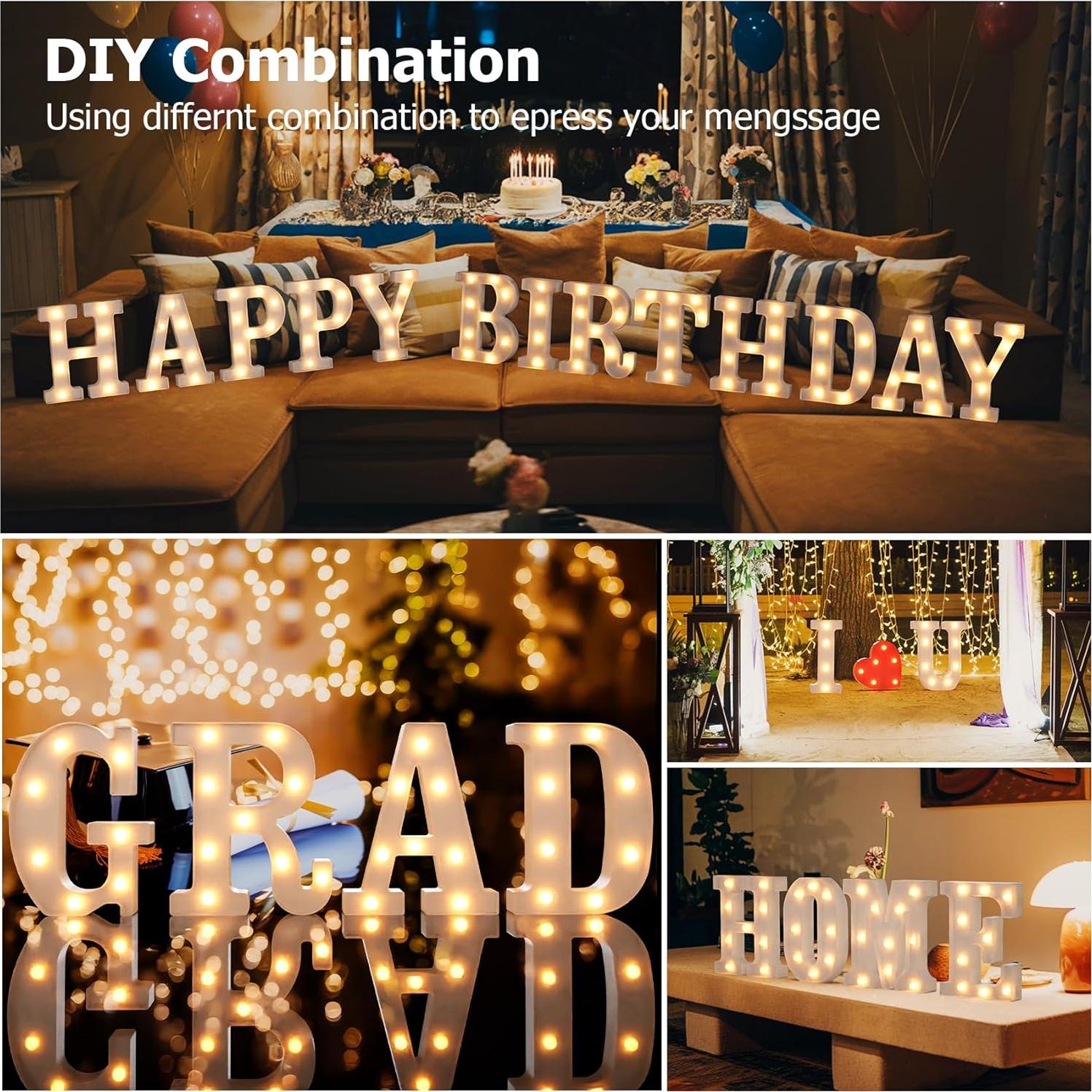 Luz LED Letra O Iluminada Decorativa para Fiestas