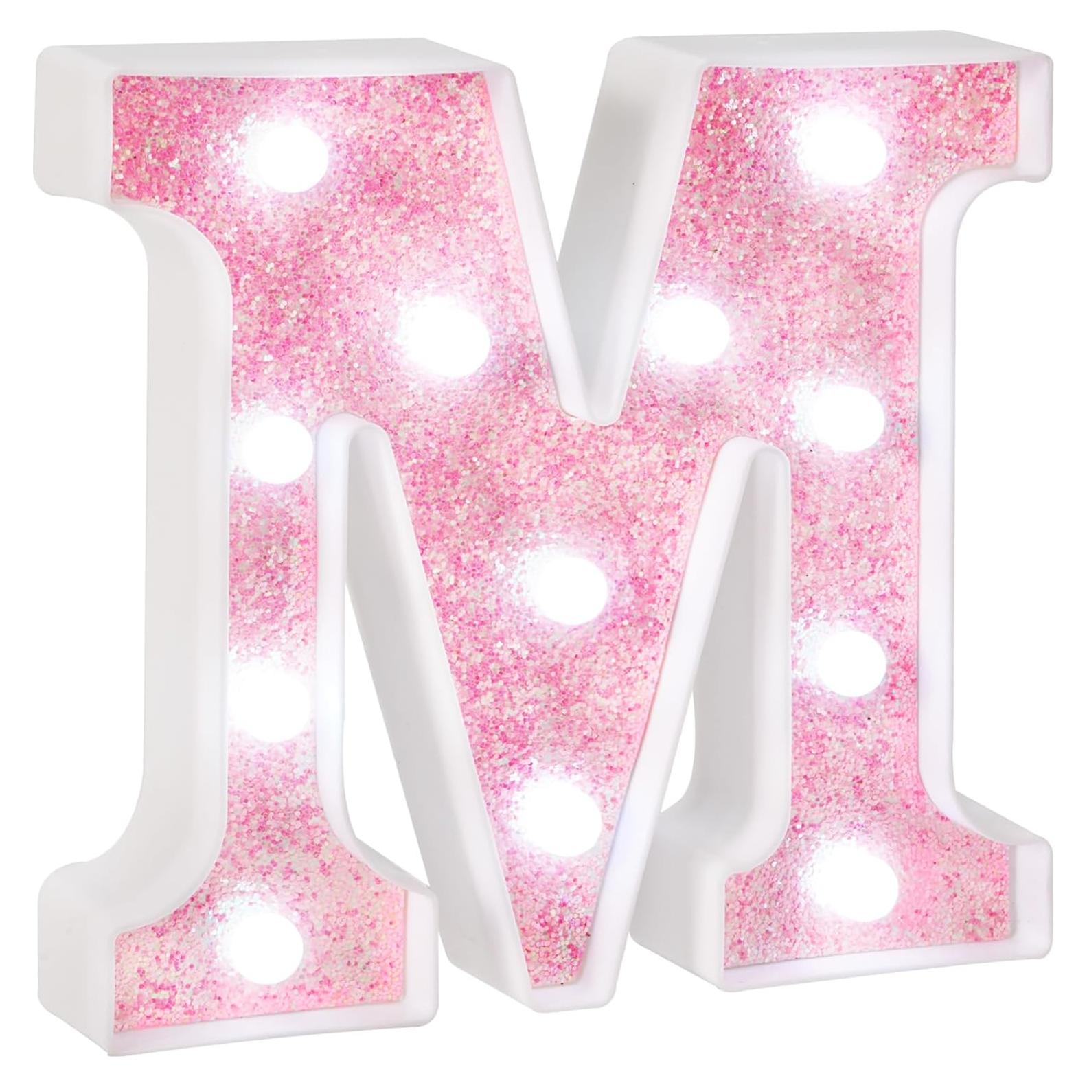 Letra de Neón Rosa M con Luz LED Fría - Decoración de Cumpleaños