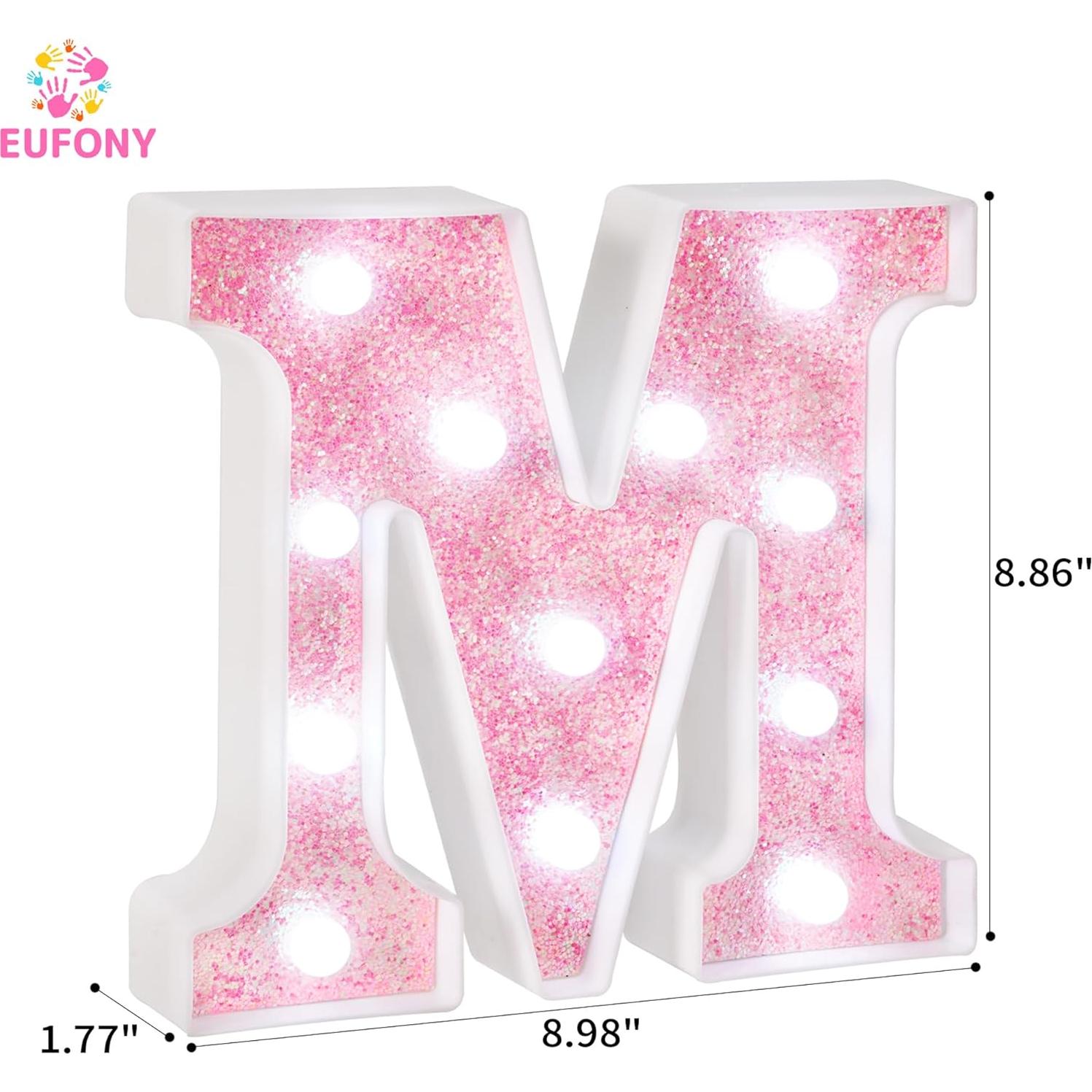 Letra de Neón Rosa M con Luz LED Fría - Decoración de Cumpleaños