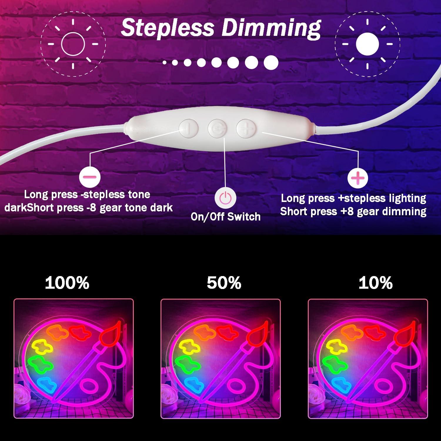 Luz de Neón LED Paleta de Pintura Zikdhf 34x34 cm