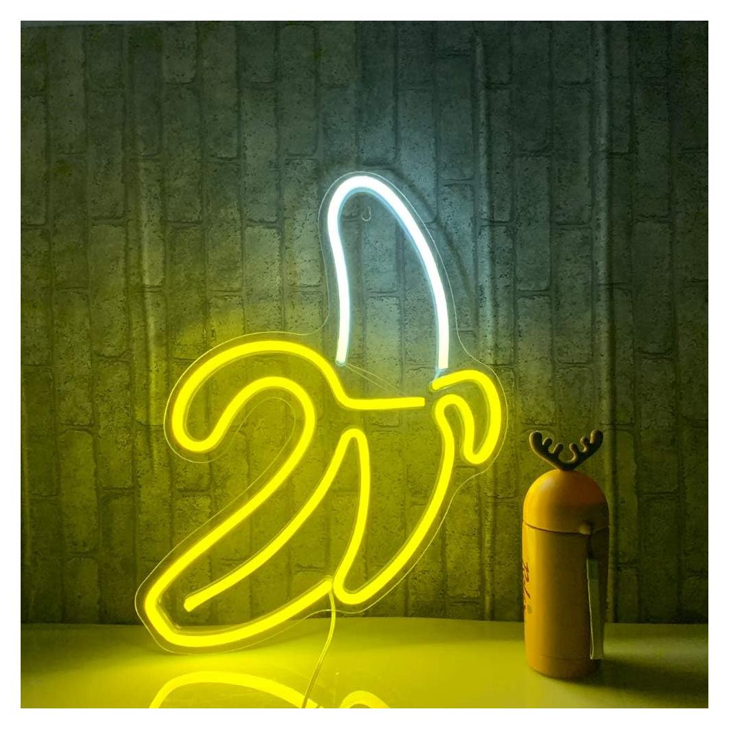 Letrero de Neón Plátano LED 28x50cm LUCUNSTAR Amarillo Cálido