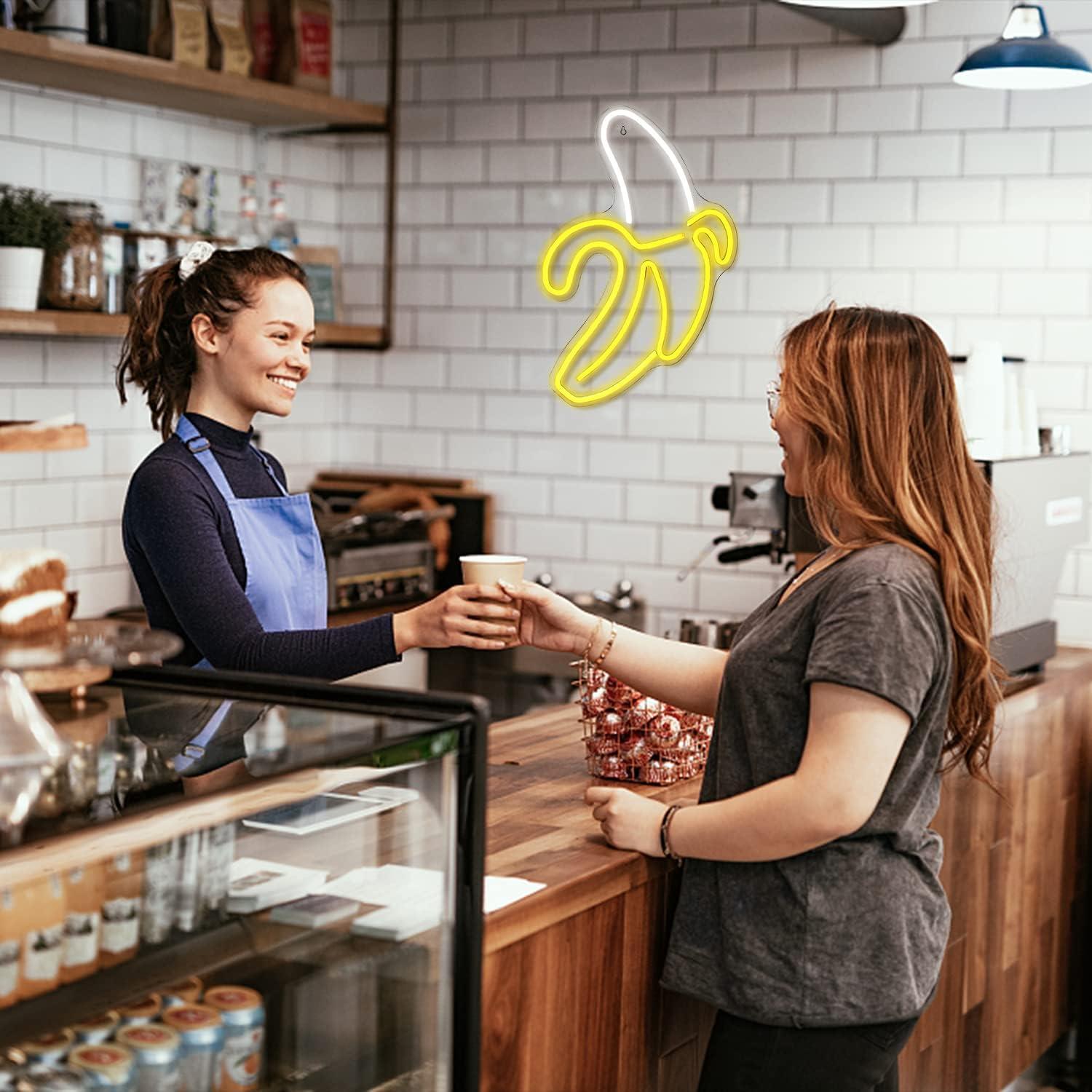 Letrero de Neón Plátano LED 28x50cm LUCUNSTAR Amarillo Cálido