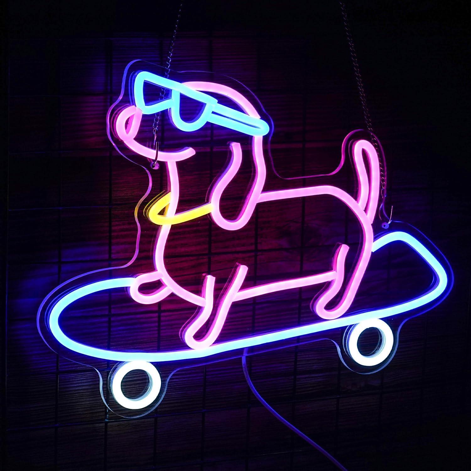 Cartel de Neón LED Perro Patinador 40.4x32 cm LISIGNVE