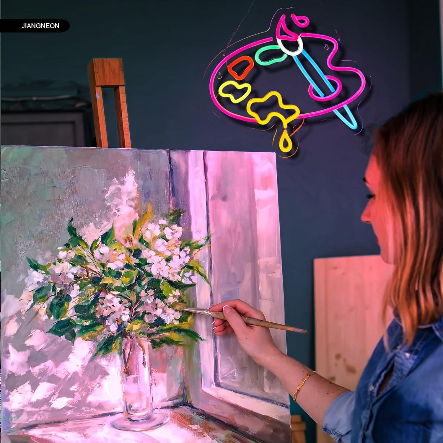 Letrero de Neón Paleta de Pintura JIANGNEON 37.85x33.78cm