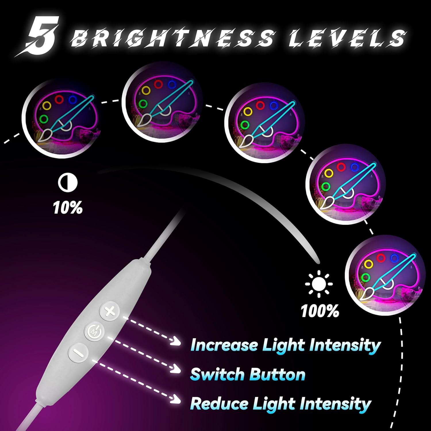 Paint Palette Neon Sign Dimmable Paint Pallet Neon Signs for Wall Decor Led Sign for Art Classroom Decor USB Powered Art Painting Light Up Sign