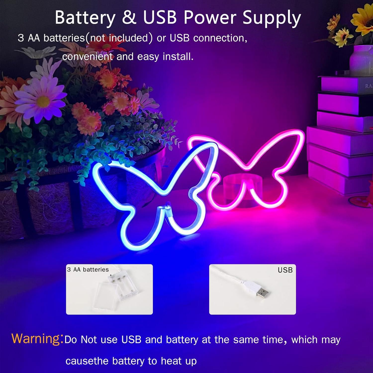 Luz LED Neon Mariposa BerniceKelly 17x23cm USB/Batería