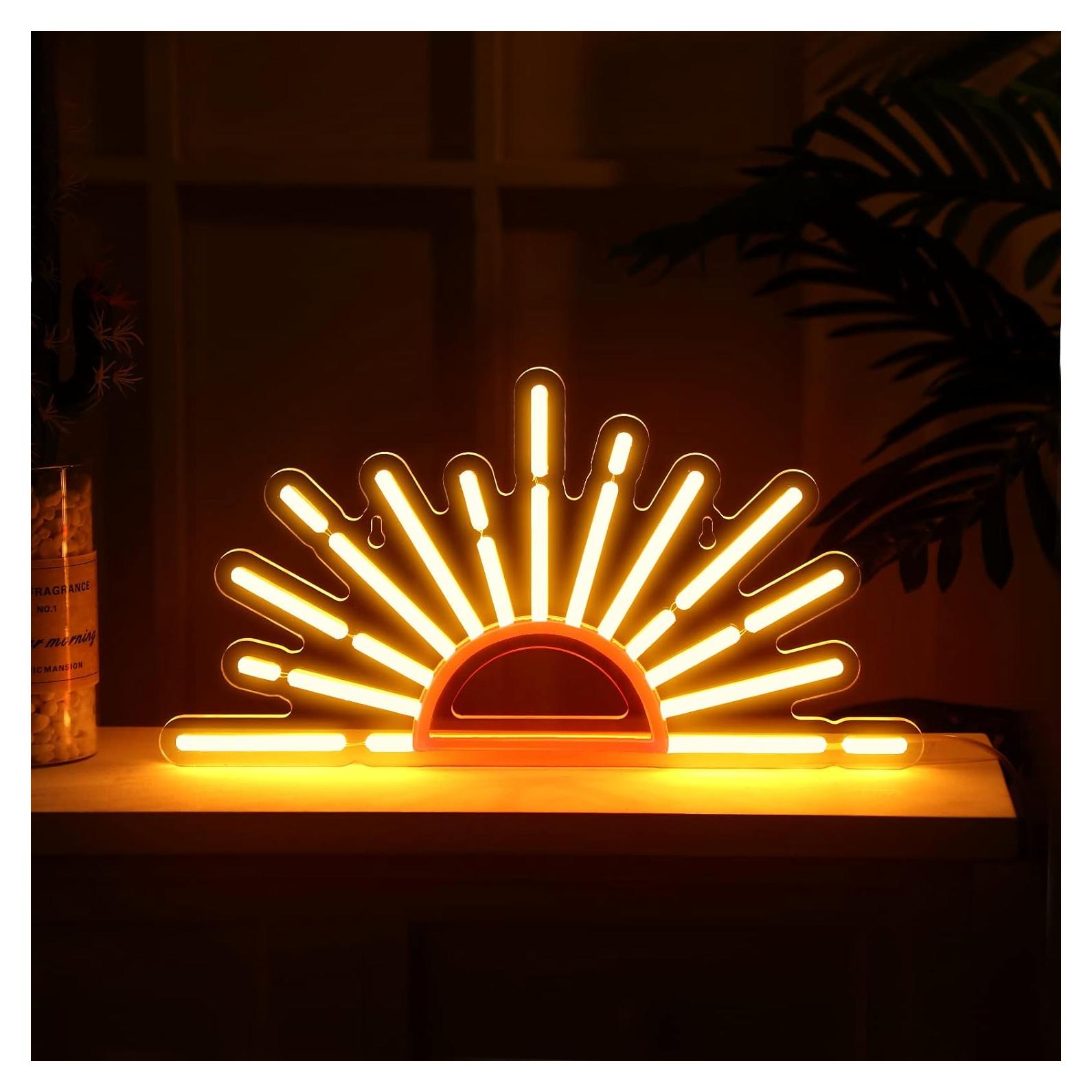 Señal de Neón LED Ganeen Sol Amanecer 38x20 cm USB