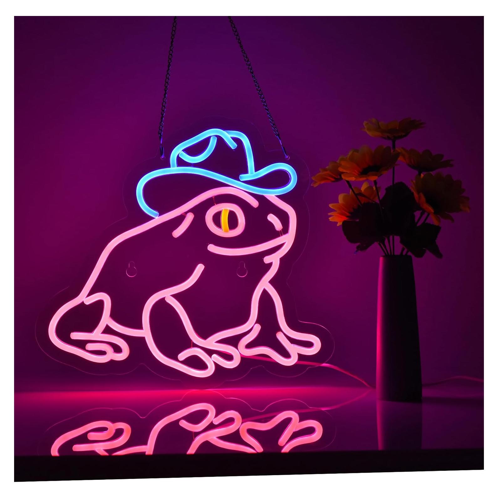 Letrero de neón LED HONE regulable Rosa y Azul 36x33 cm