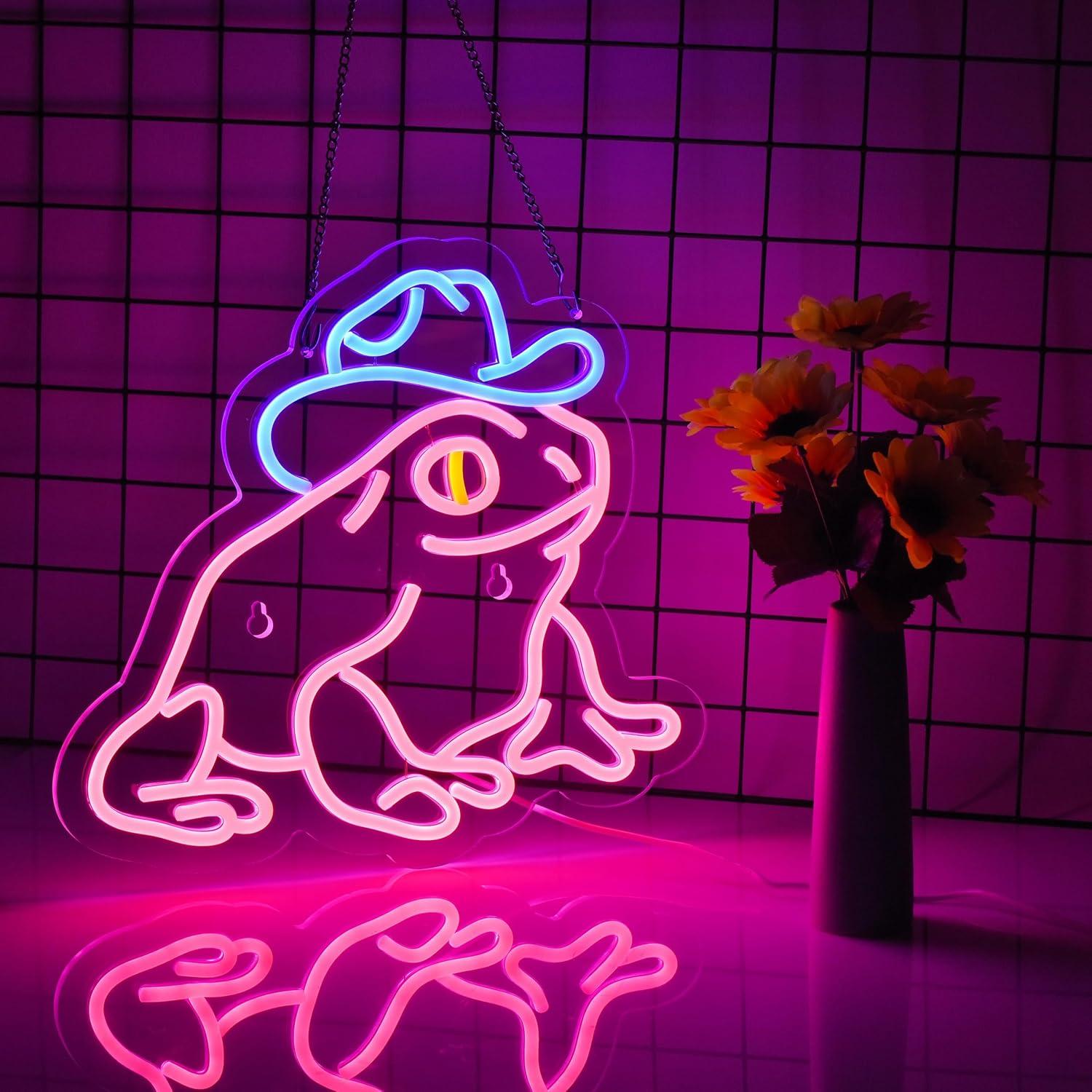 Letrero de neón LED HONE regulable Rosa y Azul 36x33 cm