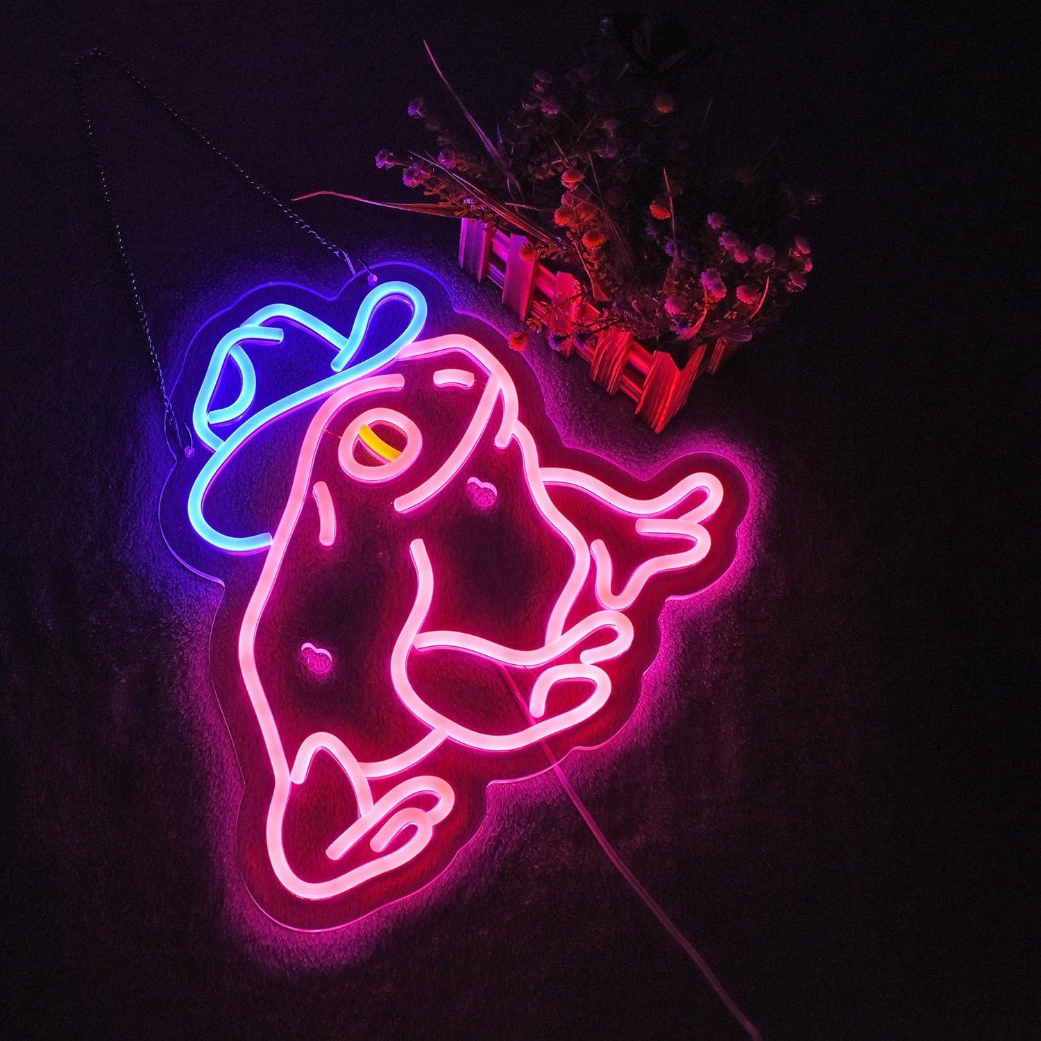 Letrero de neón LED HONE regulable Rosa y Azul 36x33 cm