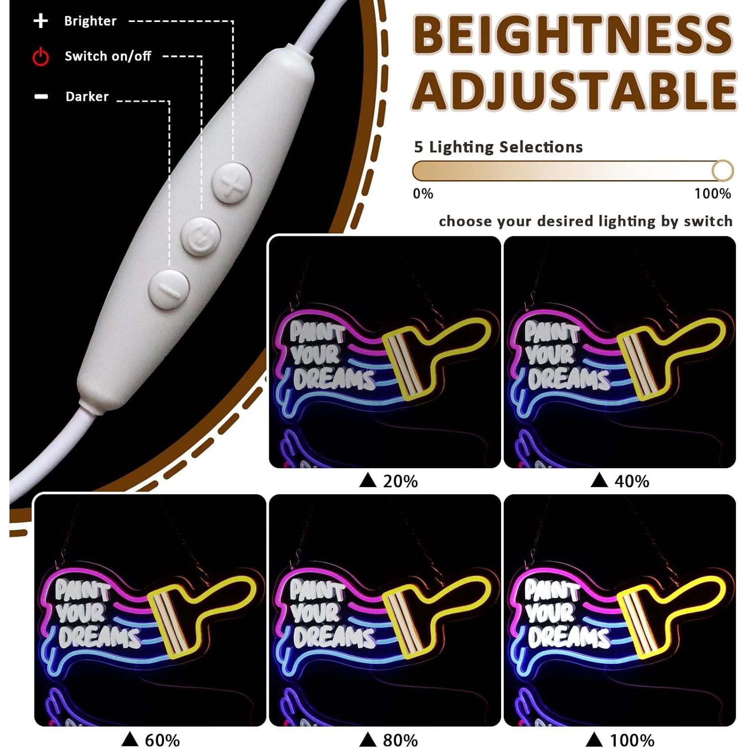 Luz de Neón PMCVYH Pintar Tus Sueños 42x29.3cm LED Dimmable