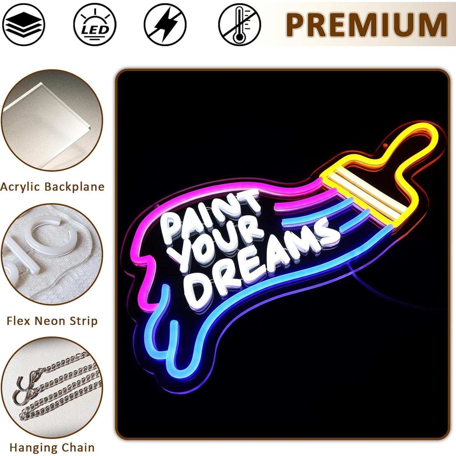 Luz de Neón PMCVYH Pintar Tus Sueños 42x29.3cm LED Dimmable