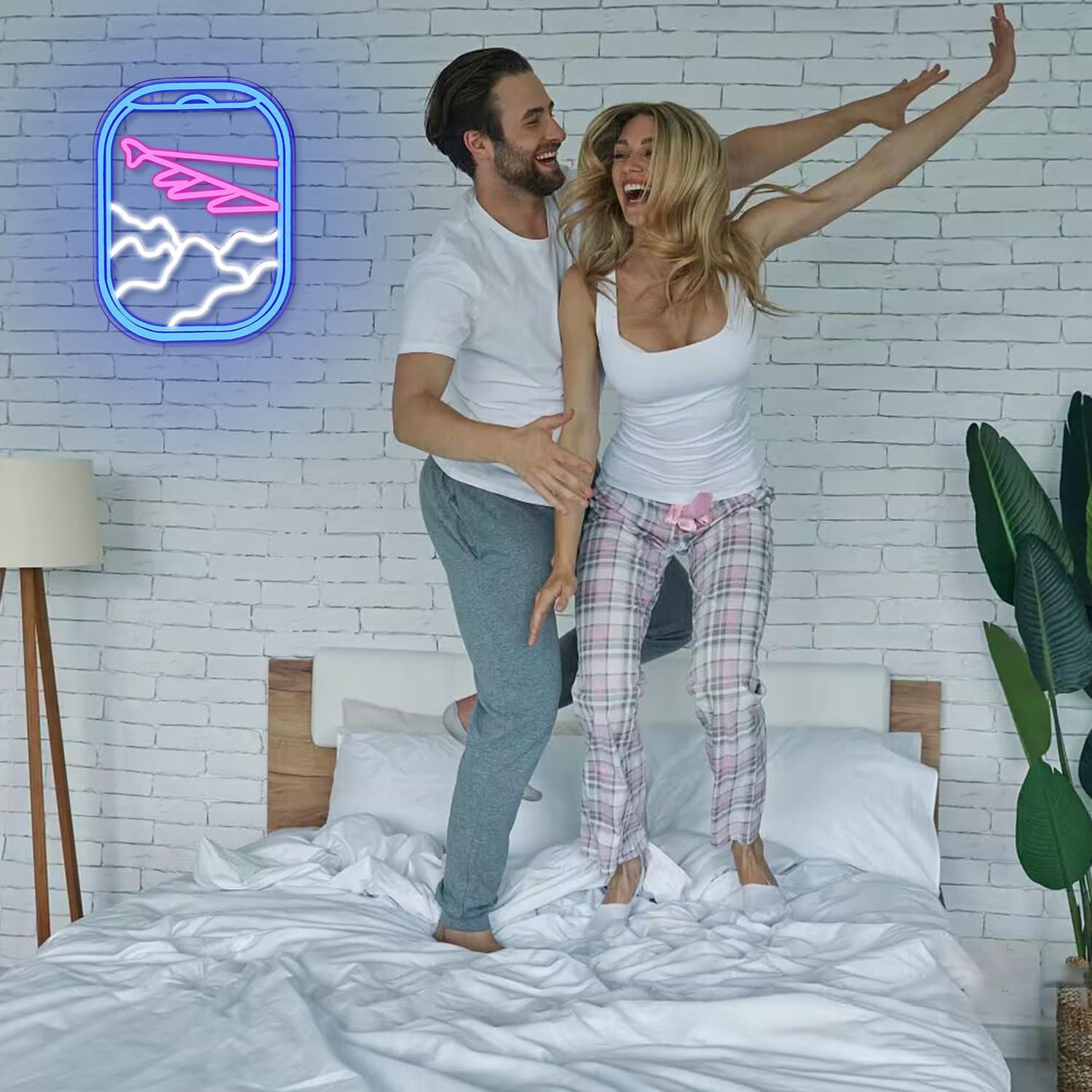 Señal de Neón WLHOPE Vista de Ventana de Avión Azul Rosa 32x42cm