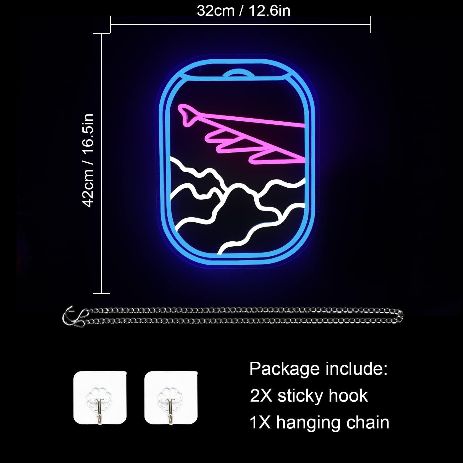 Señal de Neón WLHOPE Vista de Ventana de Avión Azul Rosa 32x42cm