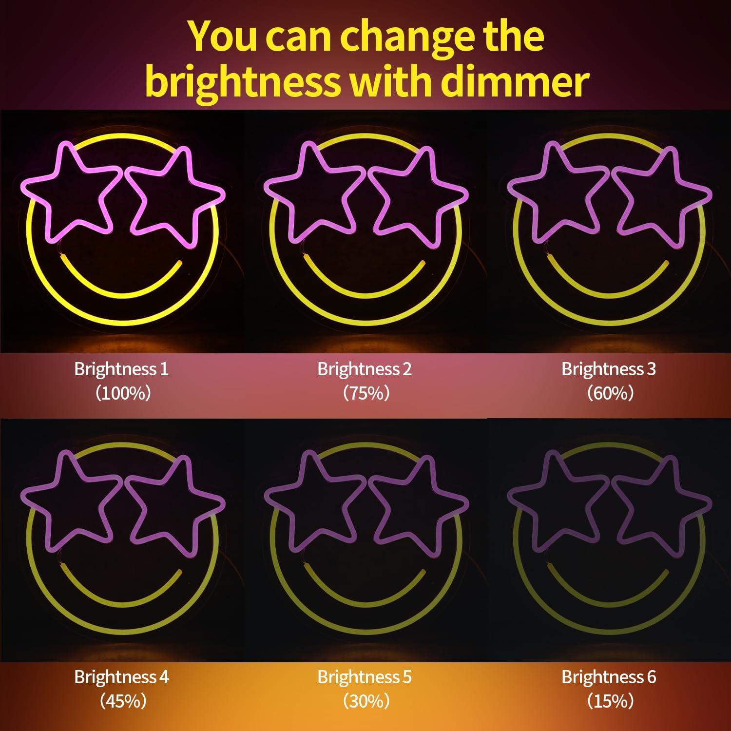 Luz de Neón Cara Sonriente Wootfairy 31x29cm Regulable