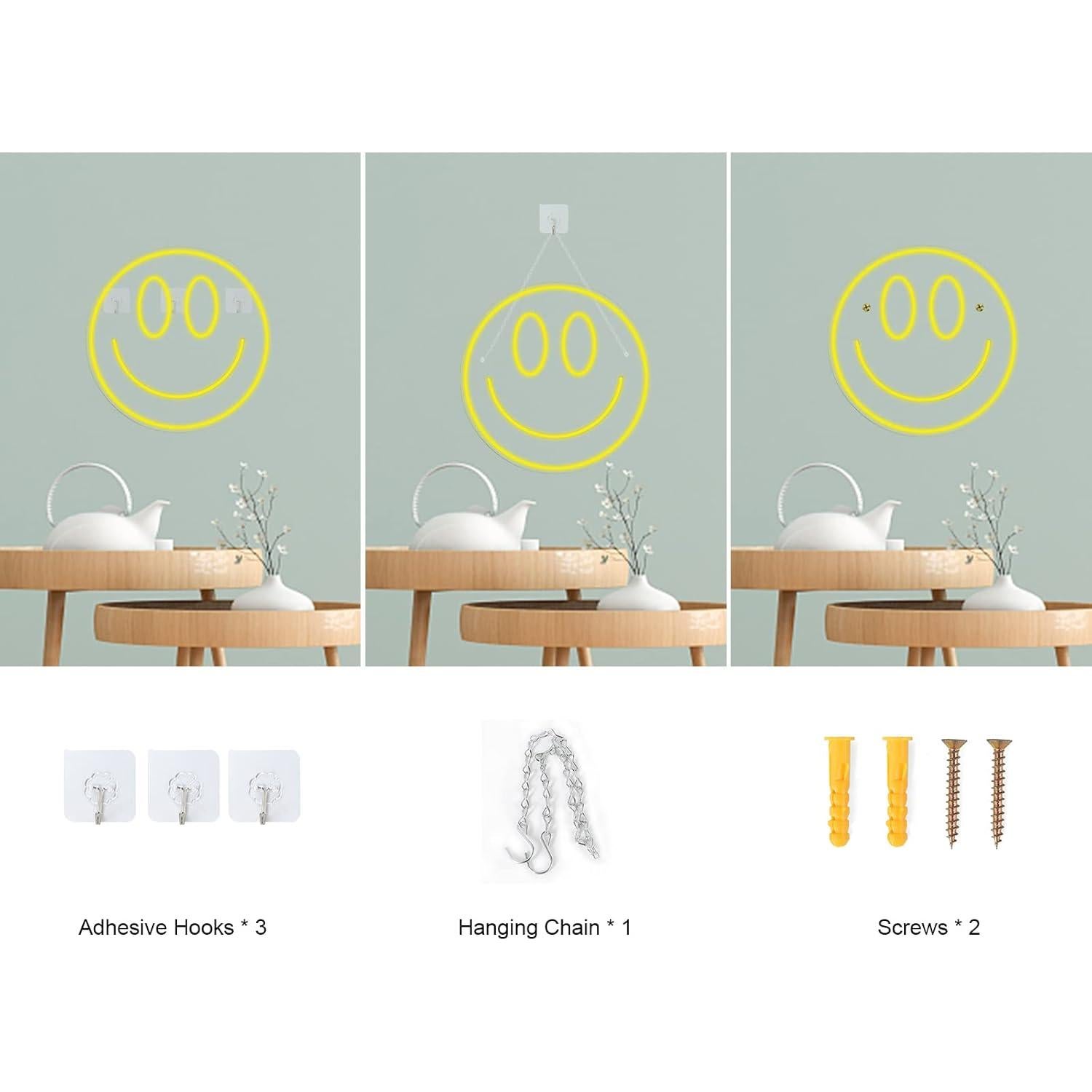 Letrero de Neón Sonriente Fionnuar 33cm Luz LED Decorativa