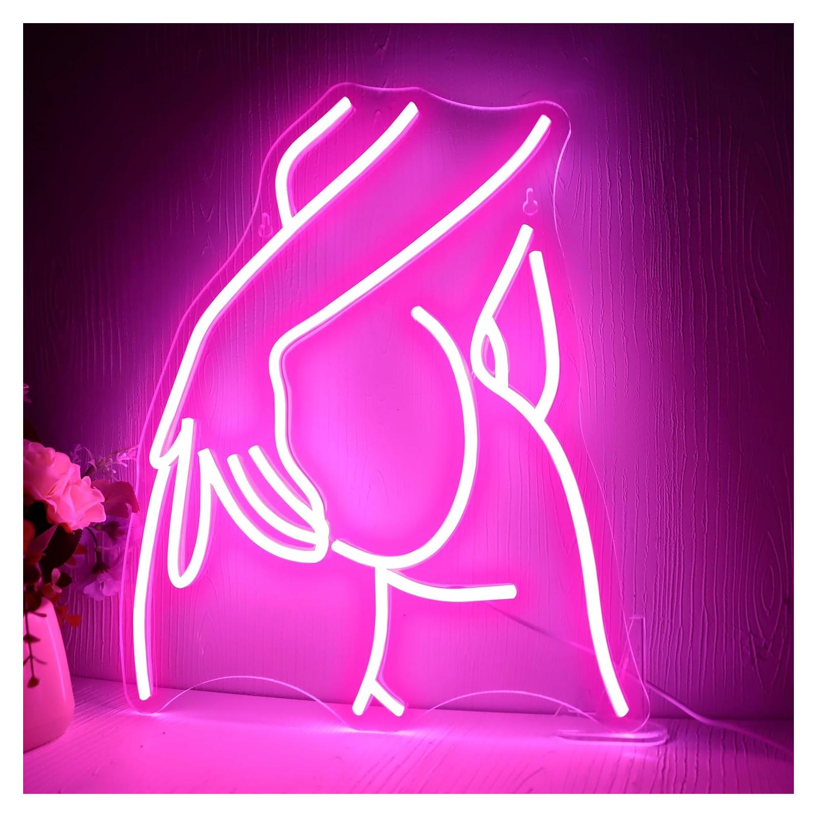 Letrero de Neón LED Allball Cuerpo de Mujer Rosa 31.75x12.95cm