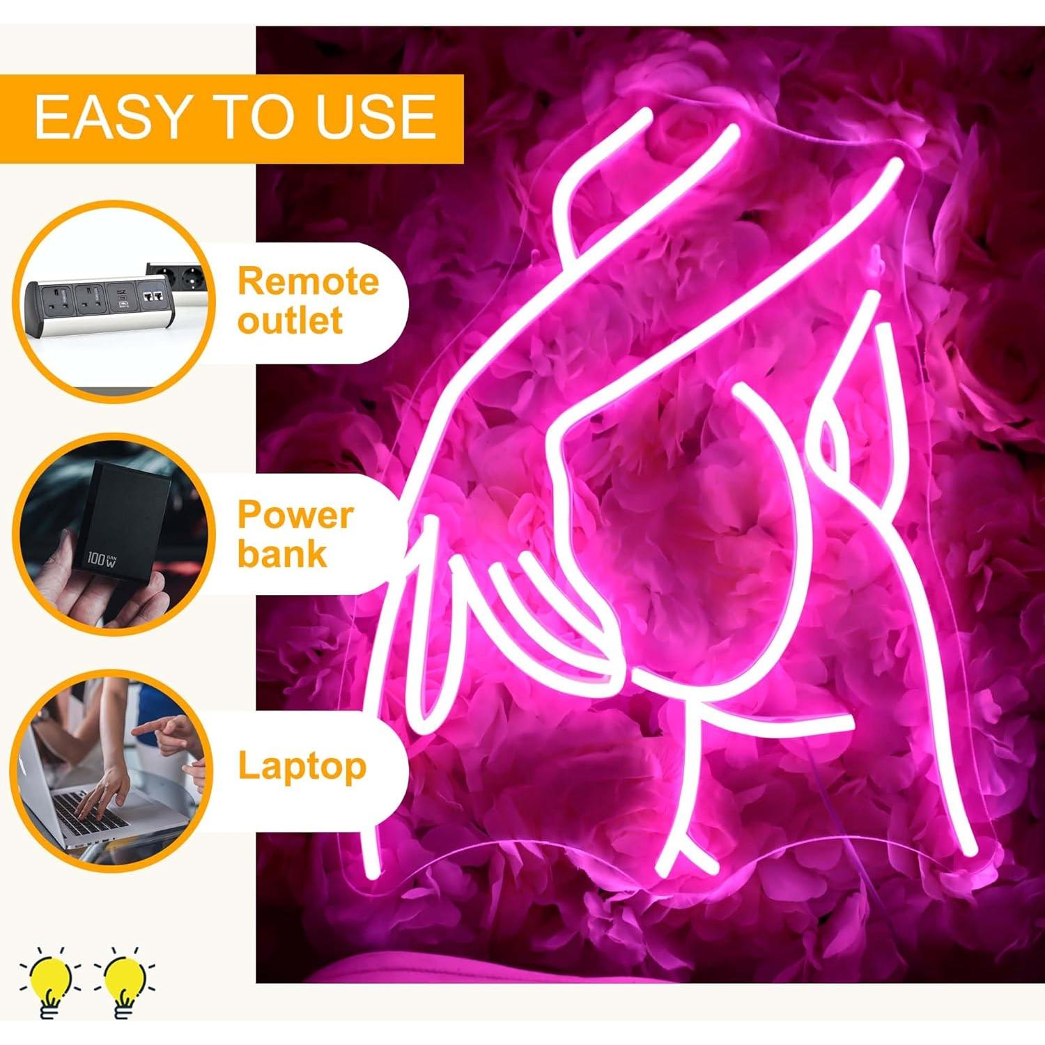 Letrero de Neón LED Allball Cuerpo de Mujer Rosa 31.75x12.95cm