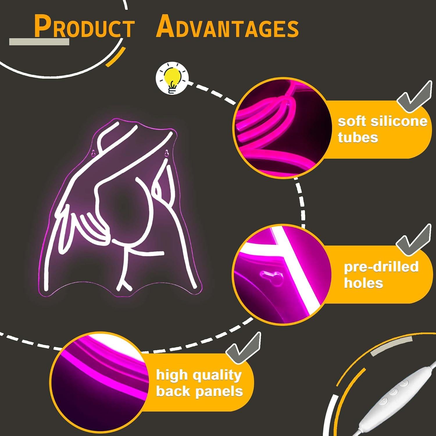 Letrero de Neón LED Allball Cuerpo de Mujer Rosa 31.75x12.95cm