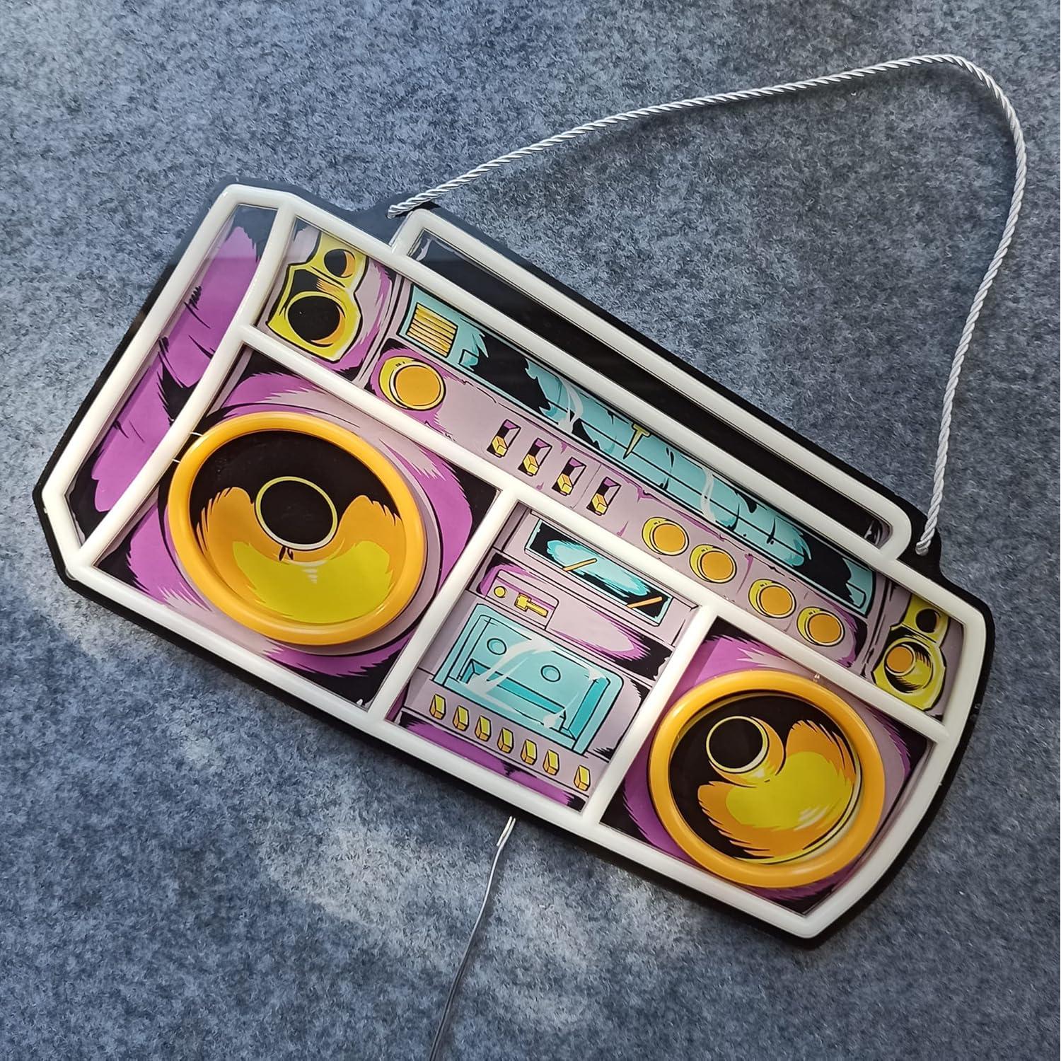 Cartel de Neón ASIUXIRS Grabadora de Cinta 38.1x21.6 cm Morado