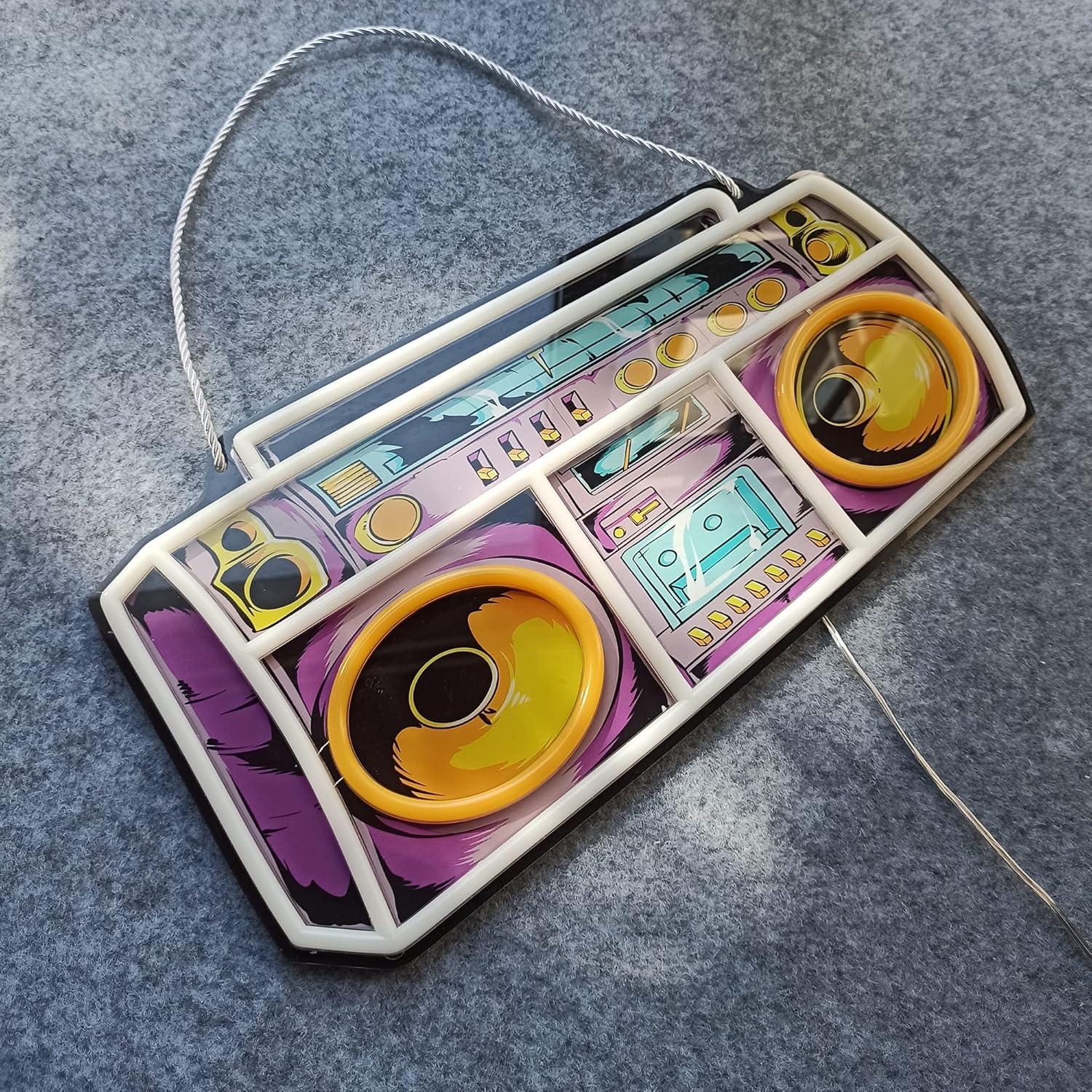 Cartel de Neón ASIUXIRS Grabadora de Cinta 38.1x21.6 cm Morado