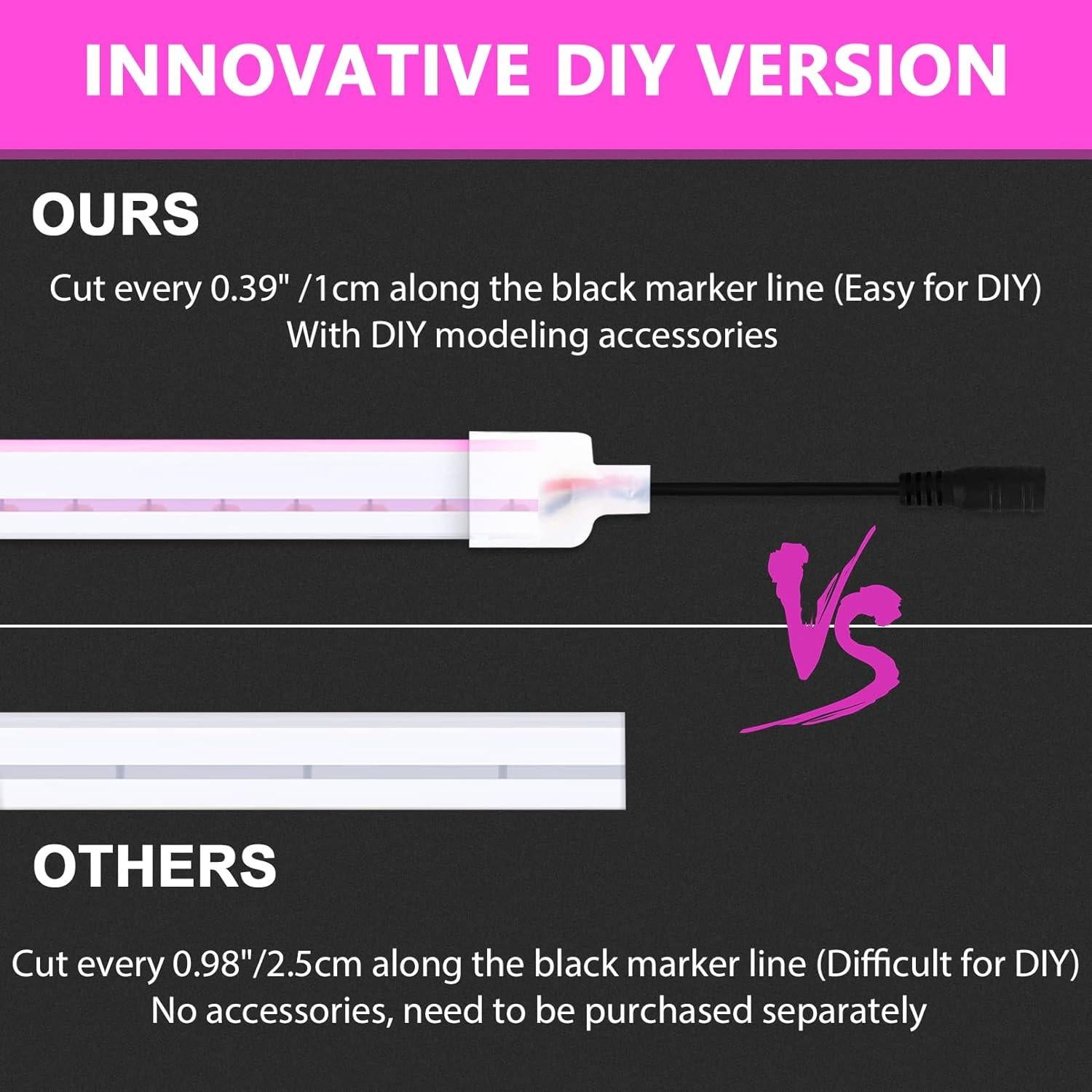 Tira LED Neón Flexible Lamomo 5m Rosa Impermeable 12V