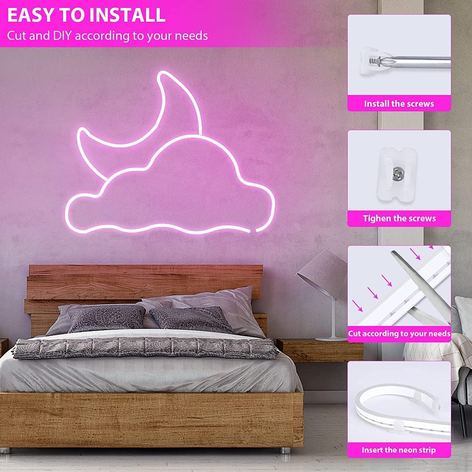 Tira LED Neón Flexible Lamomo 5m Rosa Impermeable 12V